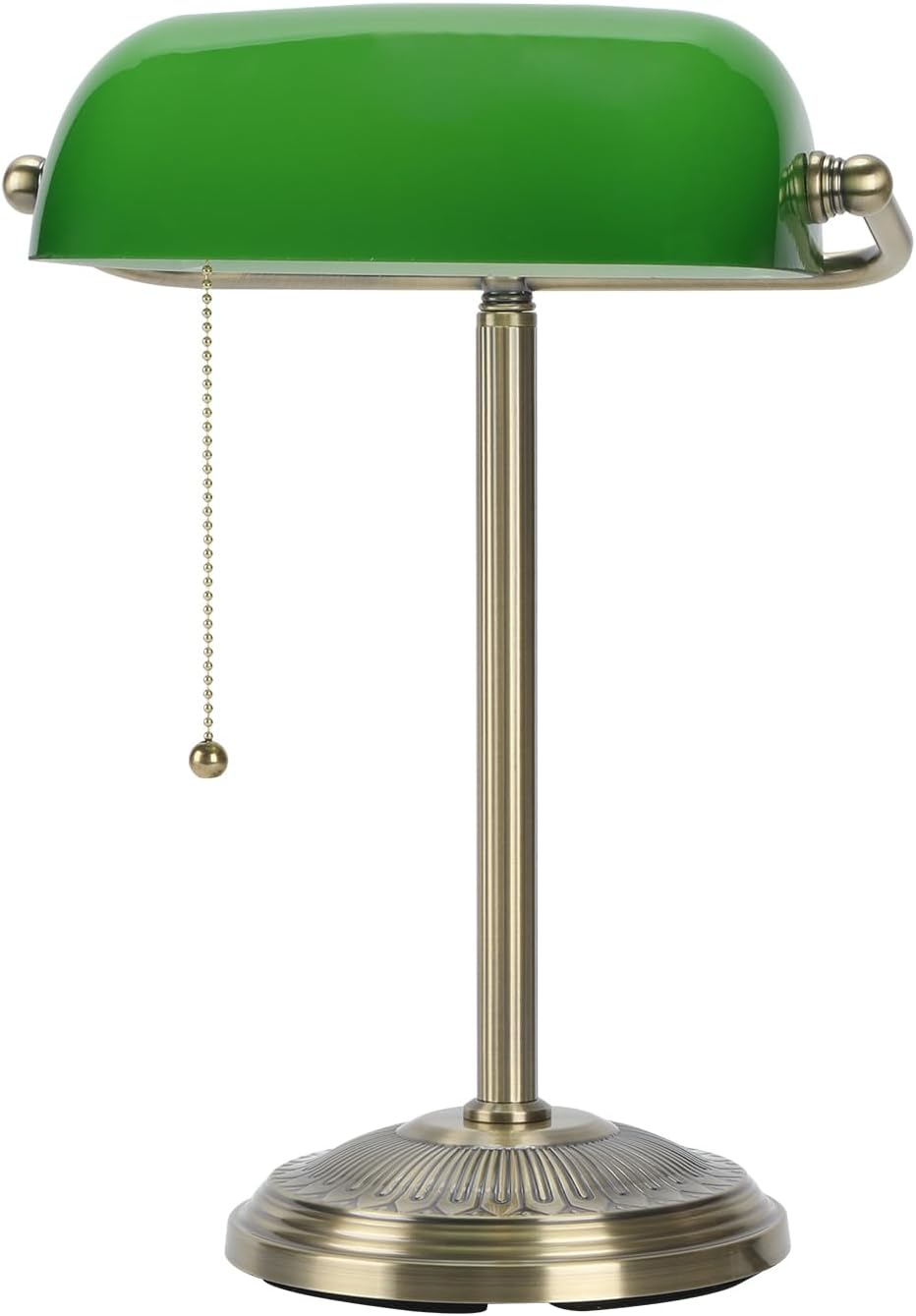 Bankers Lamp, Green Desk Lamp with Brass Finish