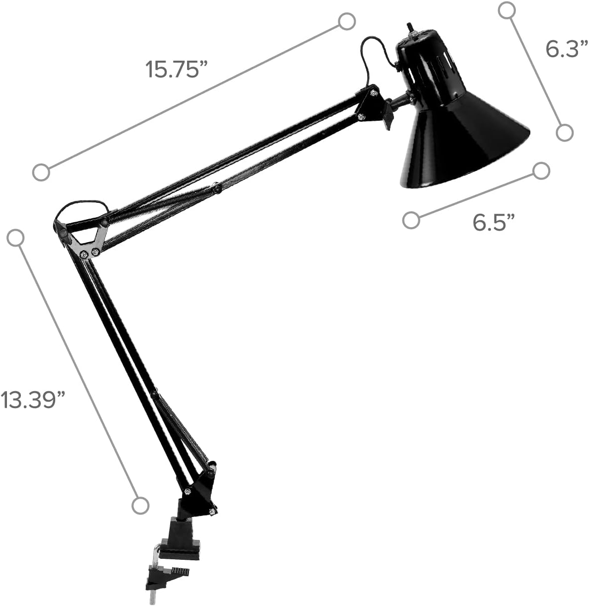 Office VLF100 LED Swing Arm Desk Lamp with Clamp Mount