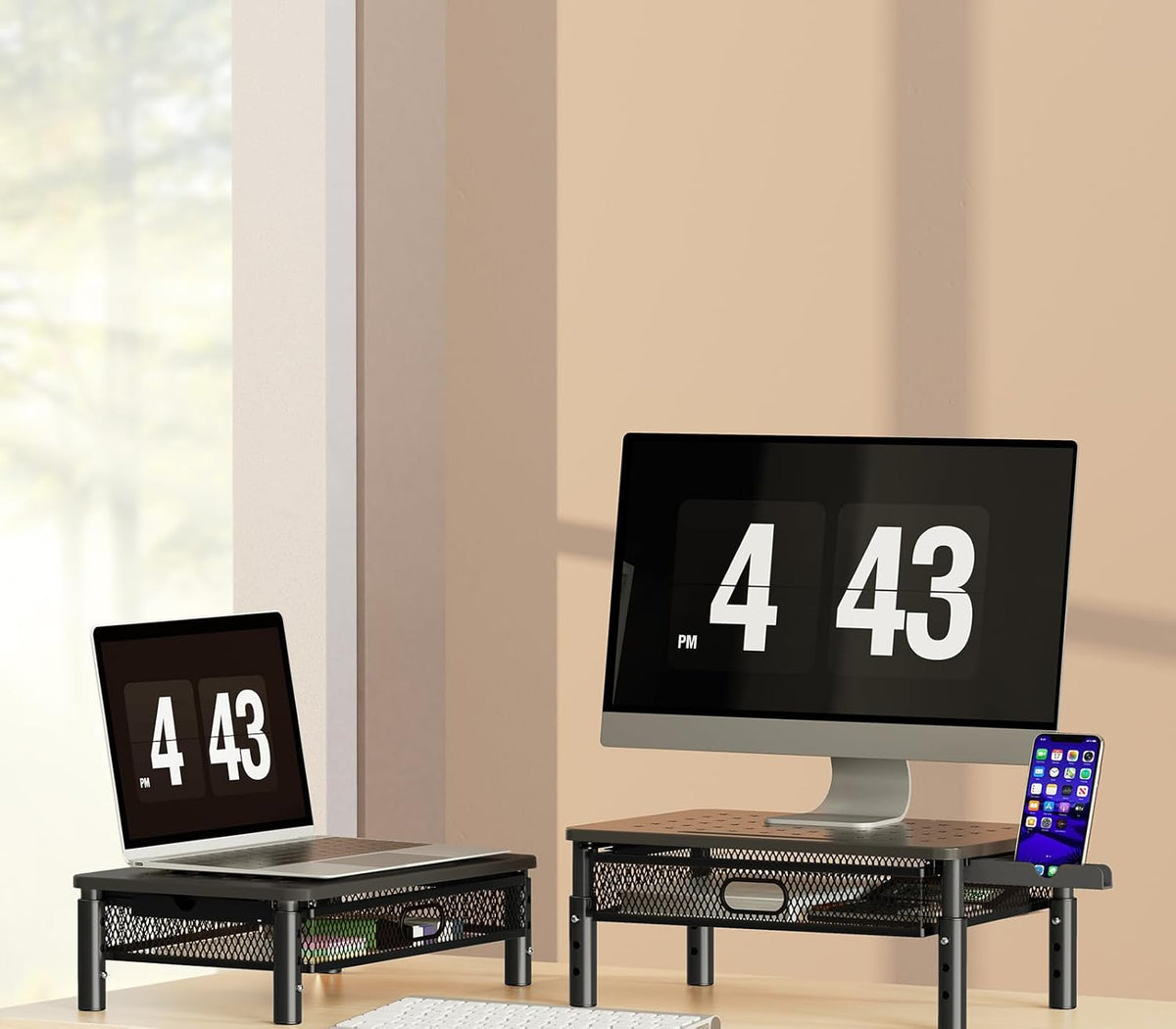 Monitor Stand Riser with Metal Drawer