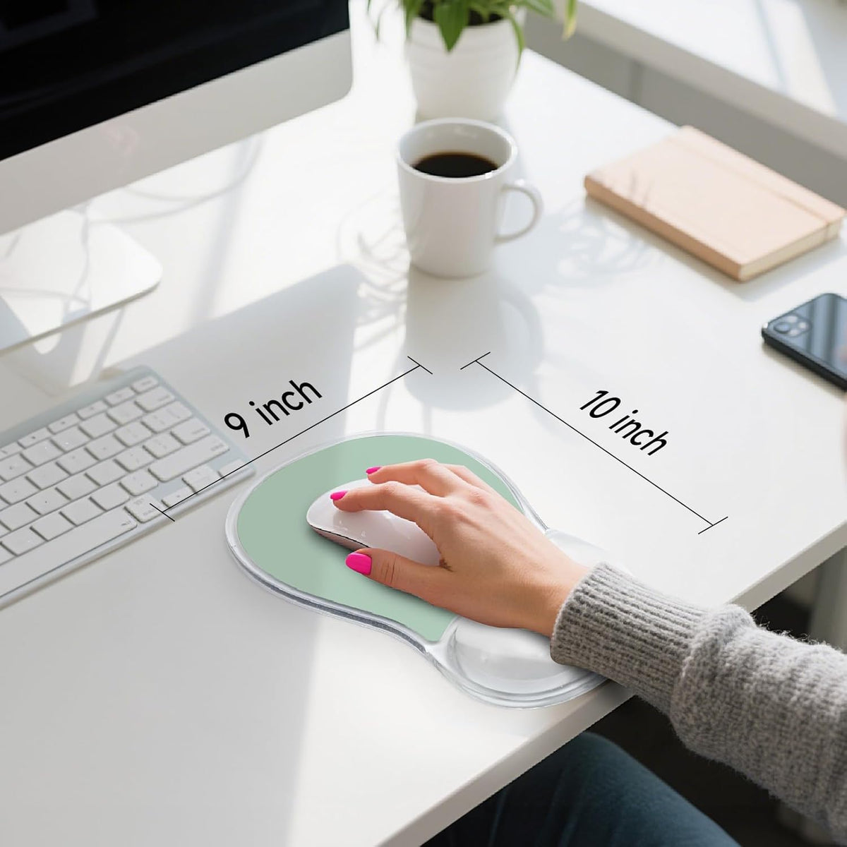 Ergonomic Mouse Pad with Gel Wrist Support, Green