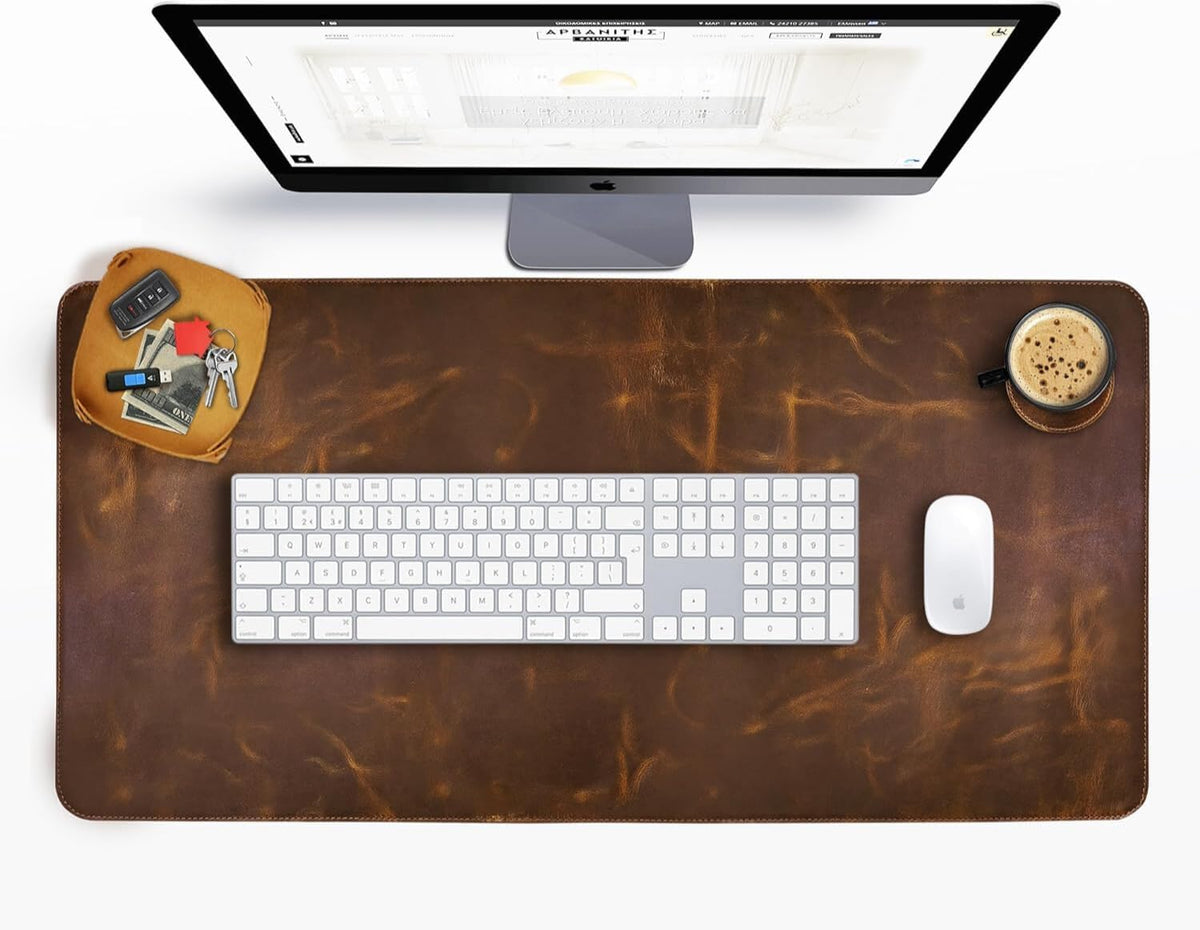 Real Leather Desk Mat Set