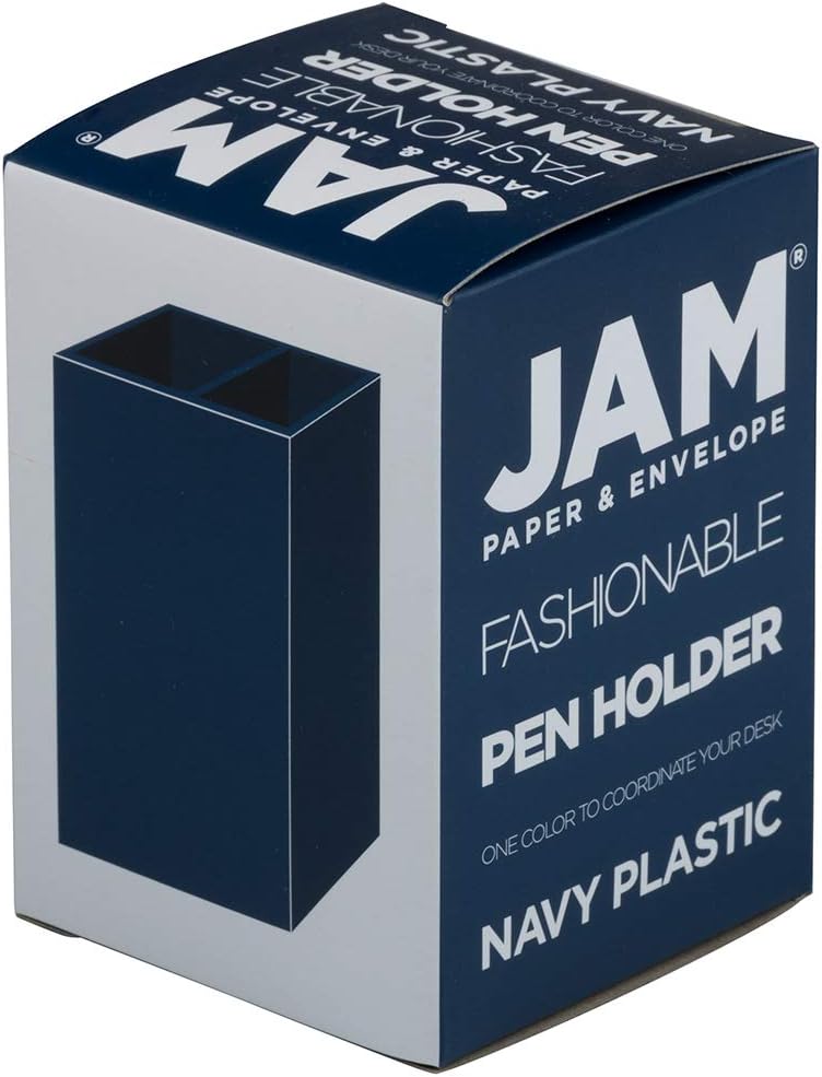 Plastic Pen Holder - Navy Blue - Desktop Pencil Cup Sold Individually