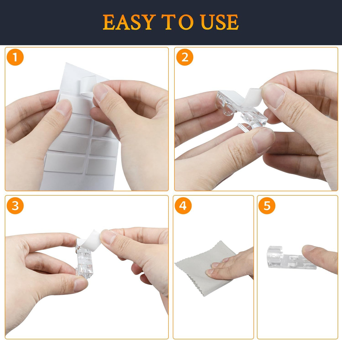 Self Adhesive Cable Management Clips, 50 Pcs