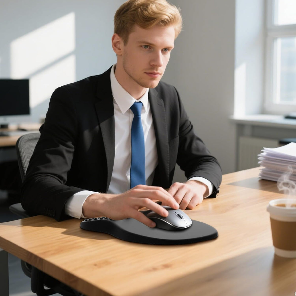 Ergonomic Mouse Pad with Wrist Support, Black