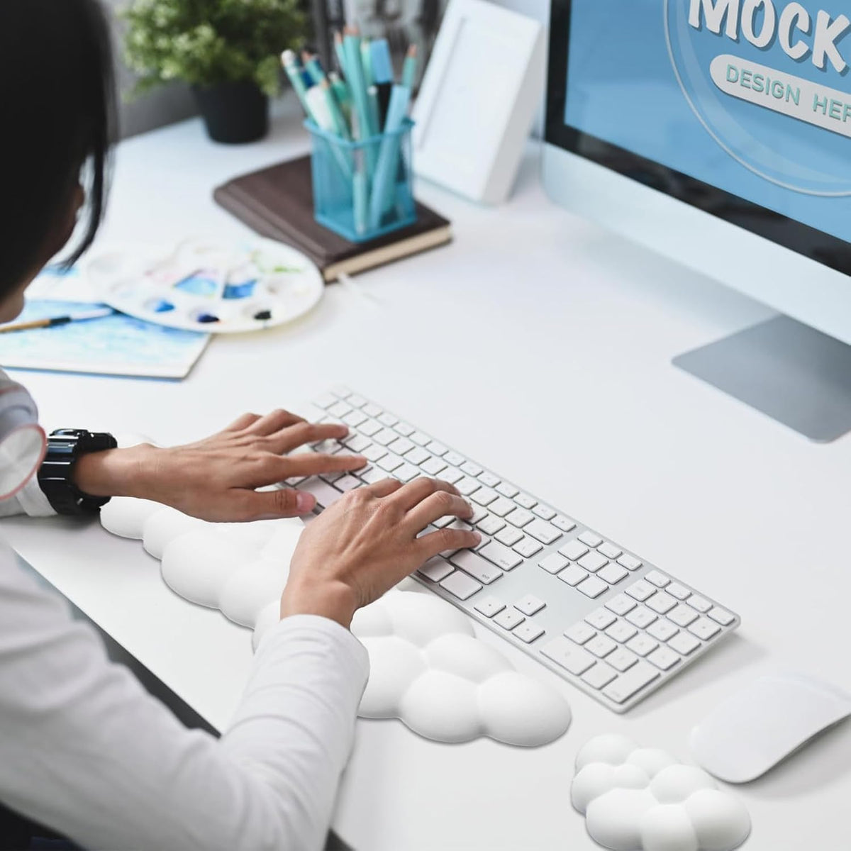 Cloud Wrist Rest Keyboard, White, PU