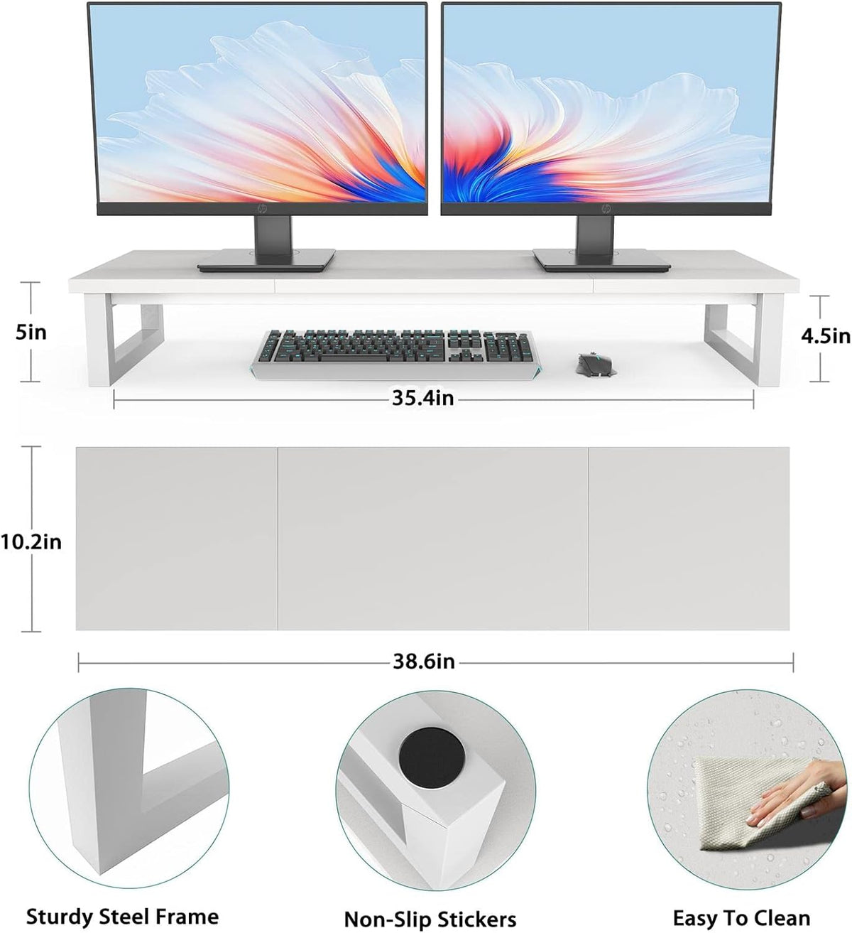 Dual Monitor Stand Riser, Large, 39Inch