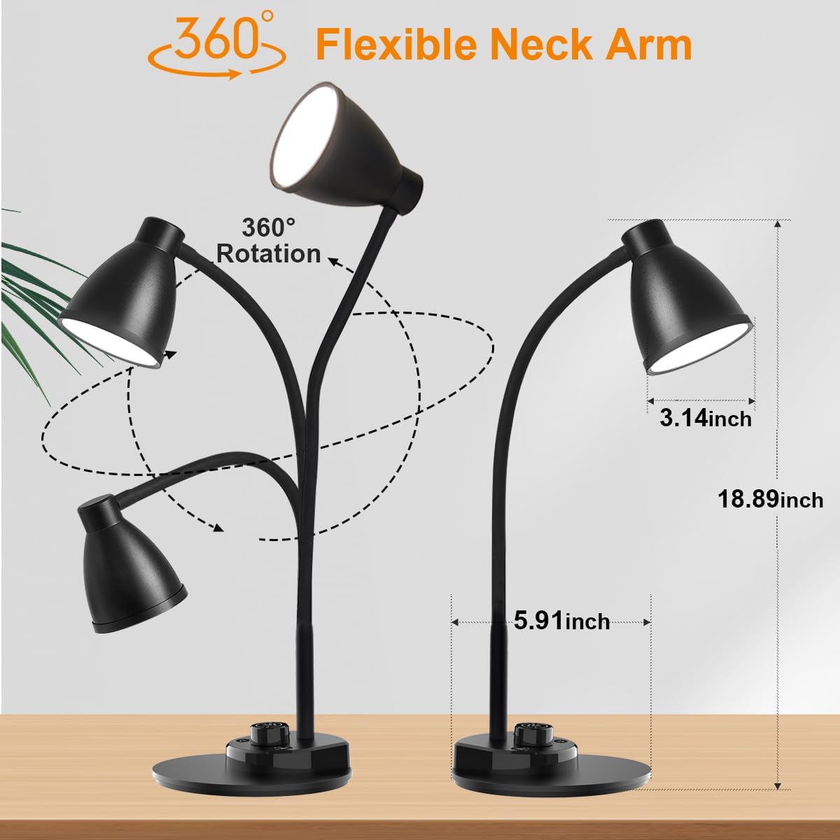 LED Desk Lamp with USB Charging Port 3 Color Modes Dimmable Reading
