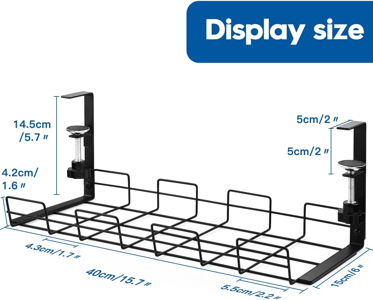 NoDrill 15.7" Under Desk Cable Management Tray