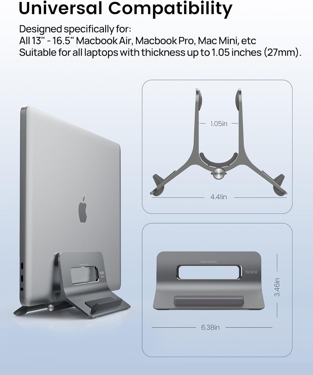 Vertical Laptop Stand, Gray