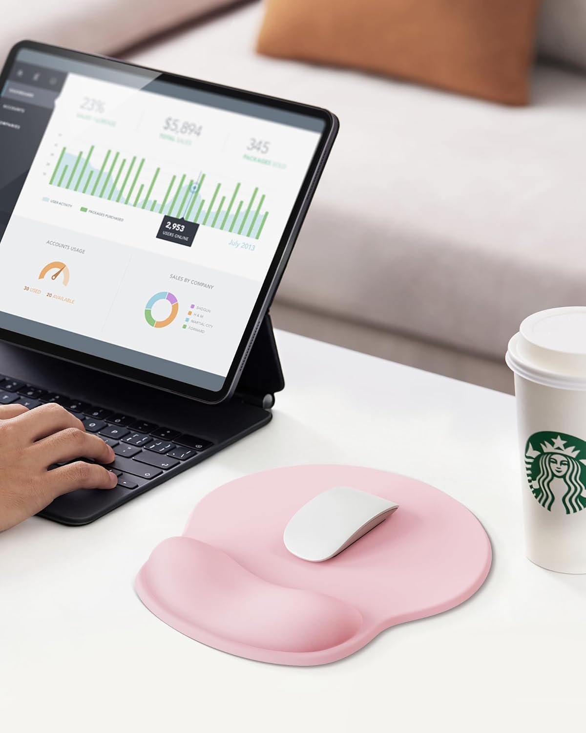 Mouse Pad with Wrist Rest, Pink