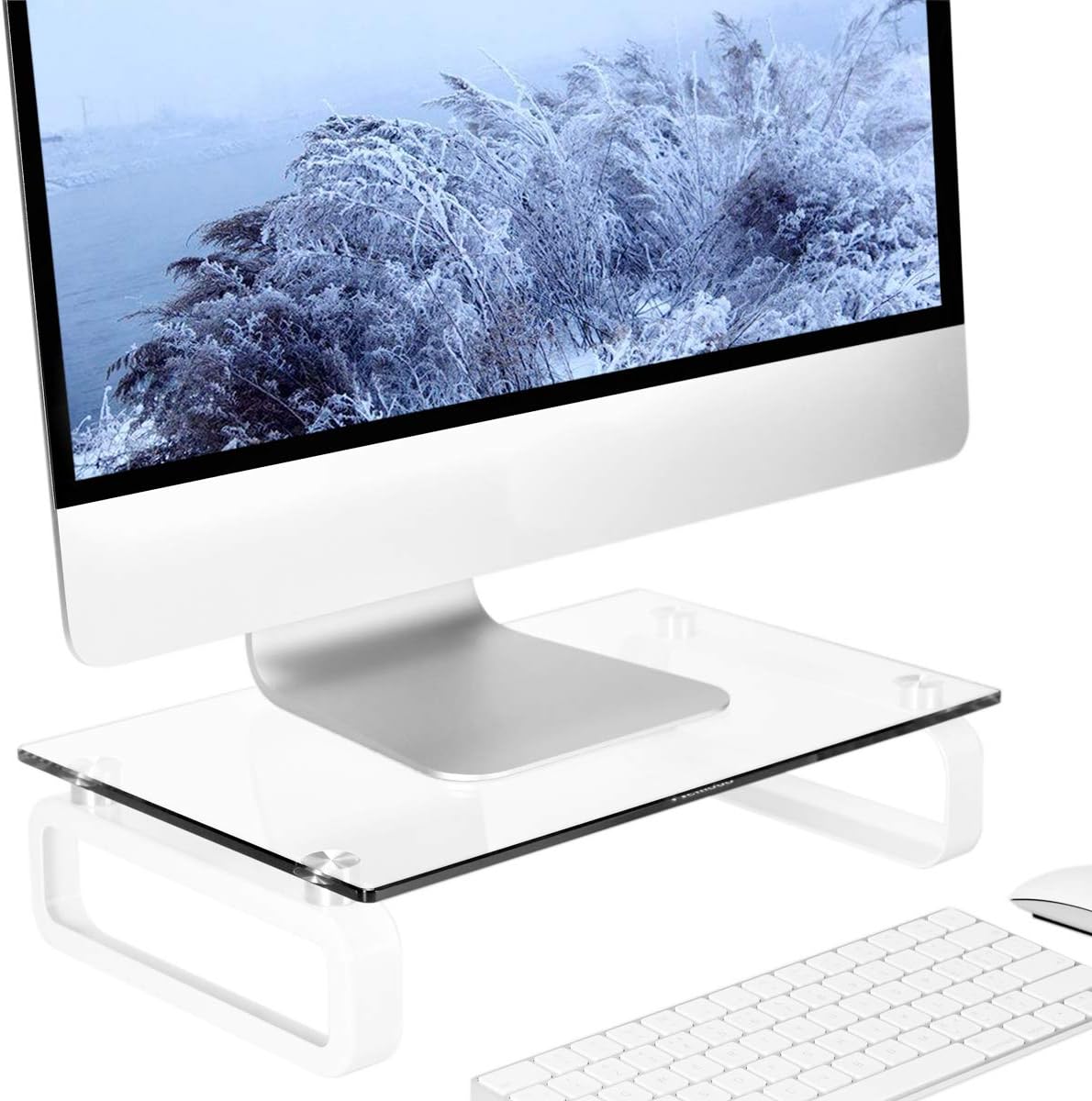 Clear Computer Monitor Stand Riser Multi Media Desktop Stand