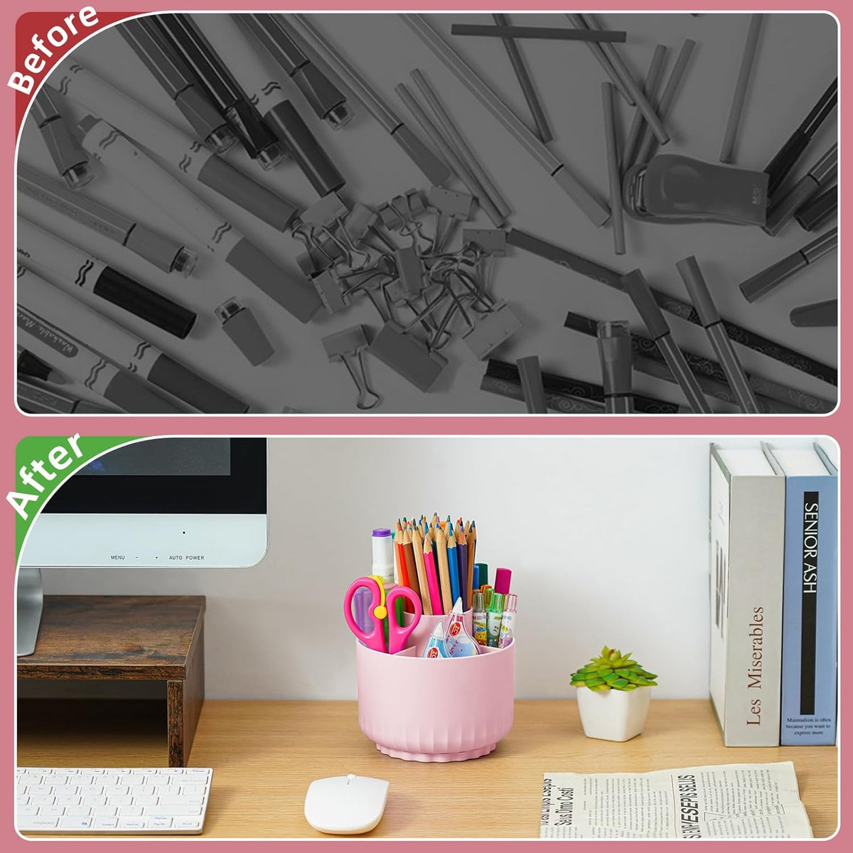 Desk Organizer, 360-Degree Rotating Pen Pencil Holder