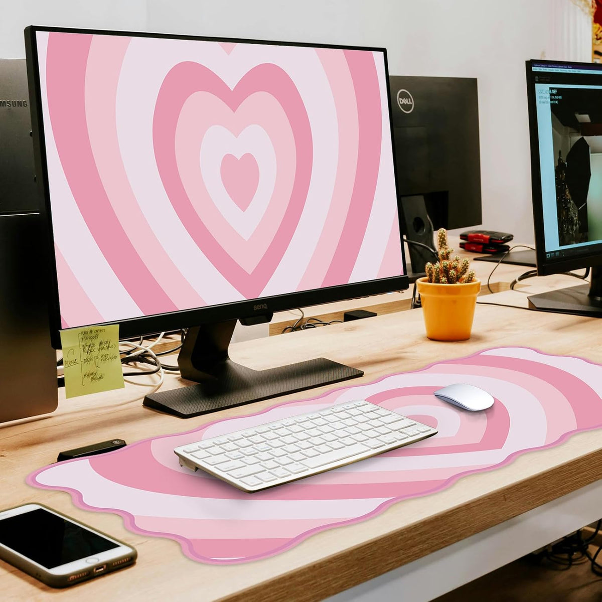 Pink Mouse Pad, Cute Desk Mat XXL Large Scalloped Gaming Mousepad