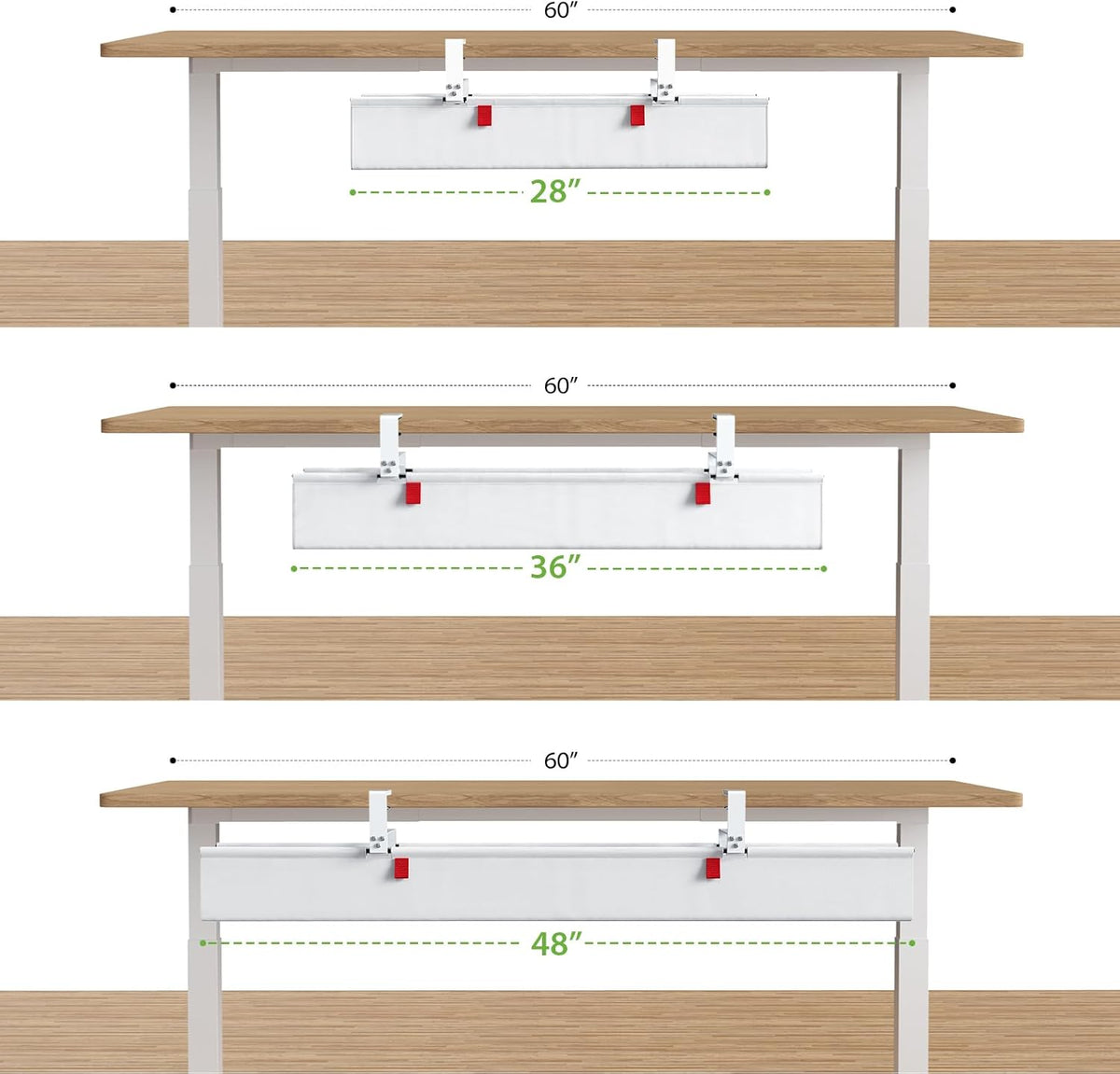 No Drill Under Desk Cable Management Tray, White, 70lbs