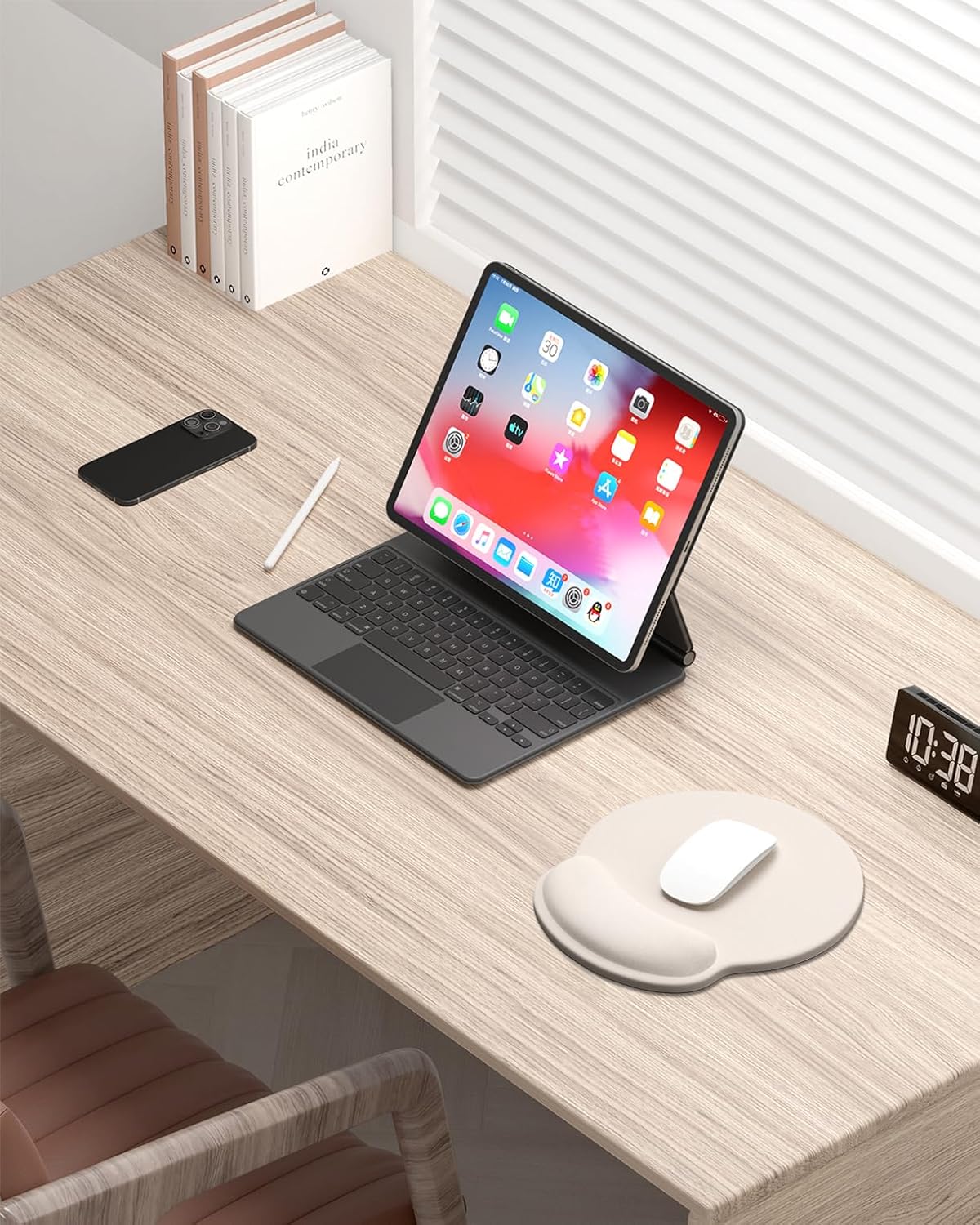 Ergonomic Mouse Pad with Wrist Rest, Beige