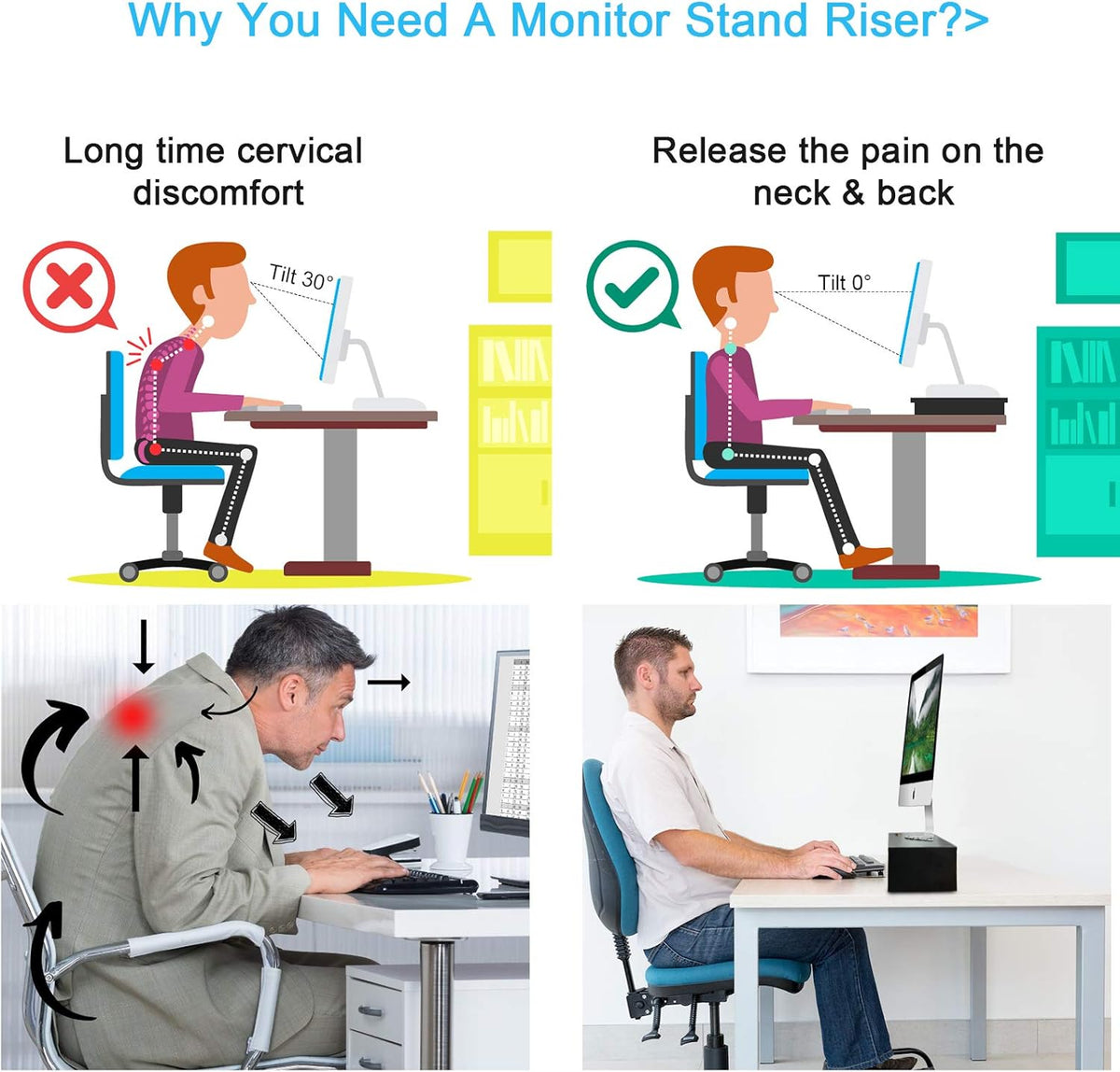 Monitor Stand Riser, 16.5 Inch 2 Tier Computer Monitor Stand