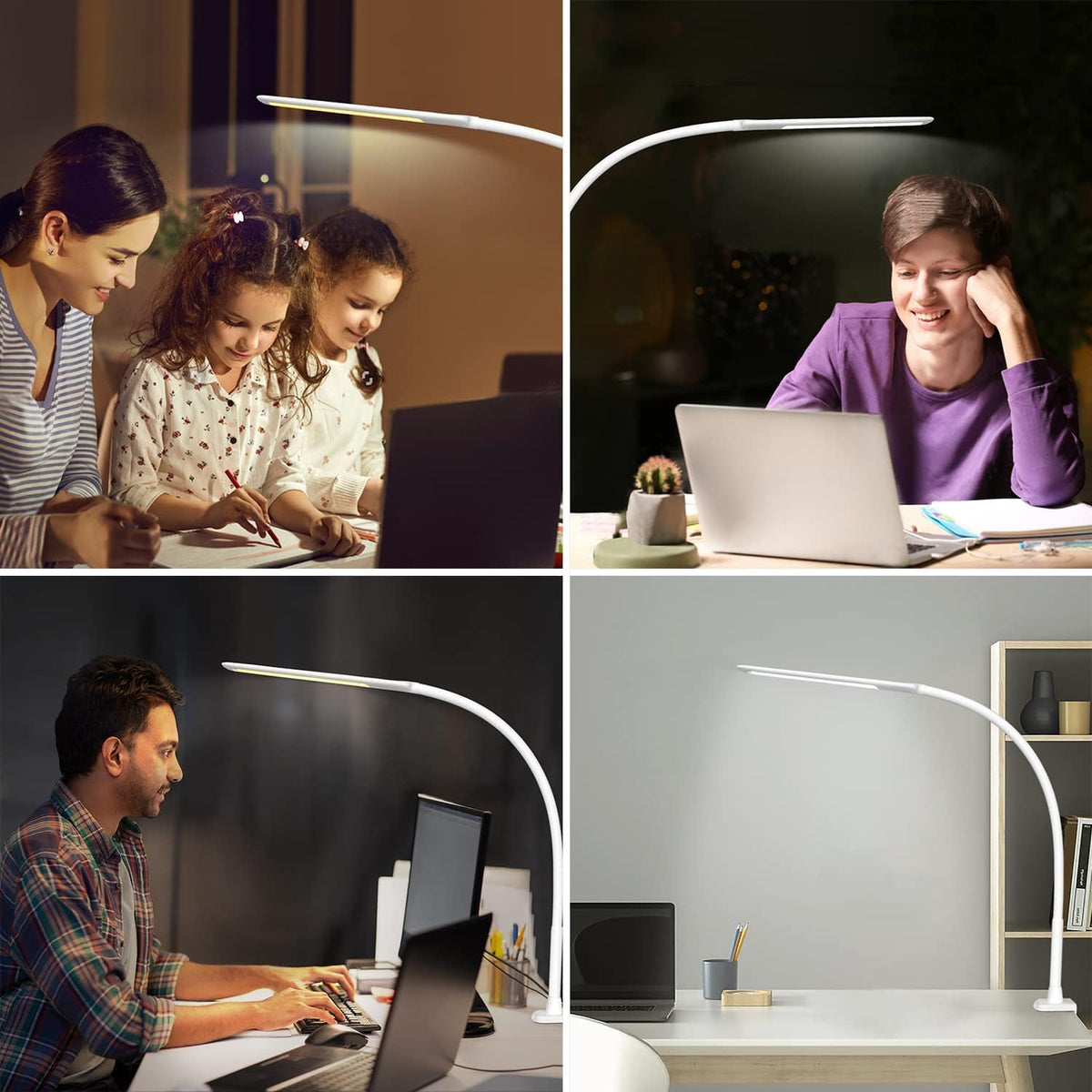 LED Desk Lamp with Clamp, White, 10W