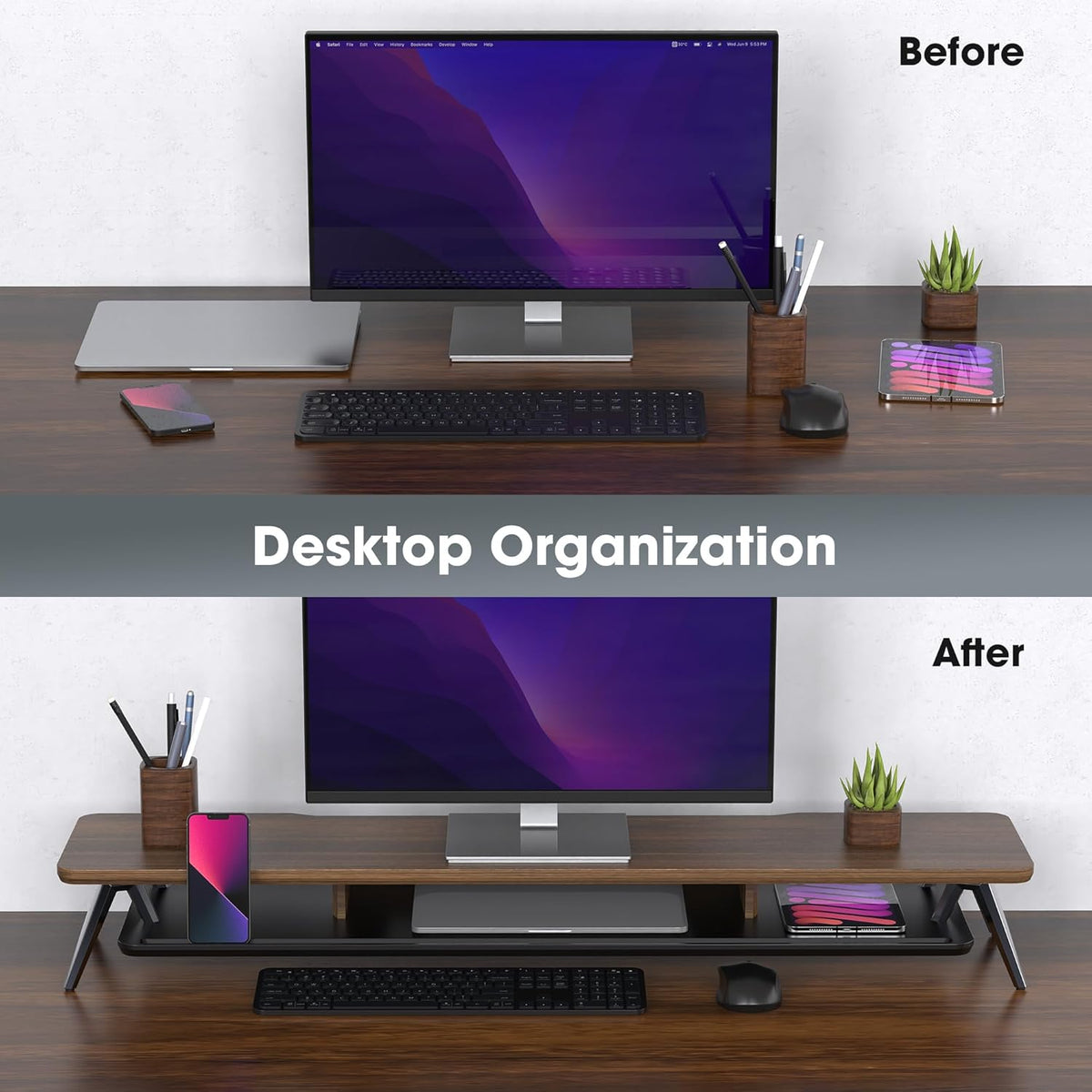 Dual Monitor Stand, Monitor Stands Riser for 2 monitors
