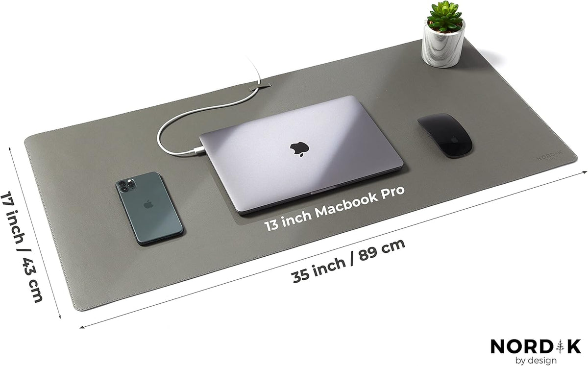 Nordik Leather Desk Mat Cable Organizer, 35 X 17, 35 X 17 inch