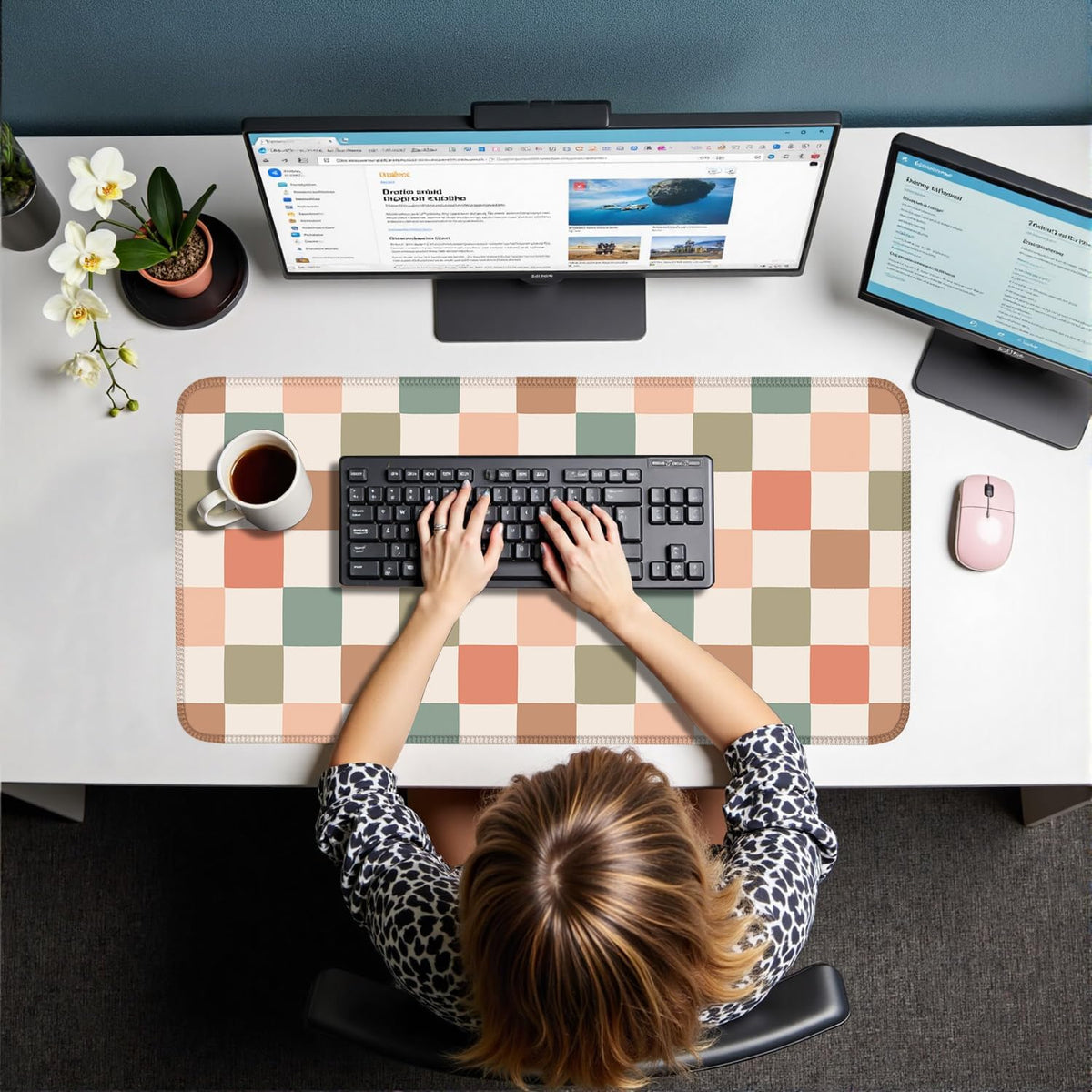 Boho Checkered Desk Mat