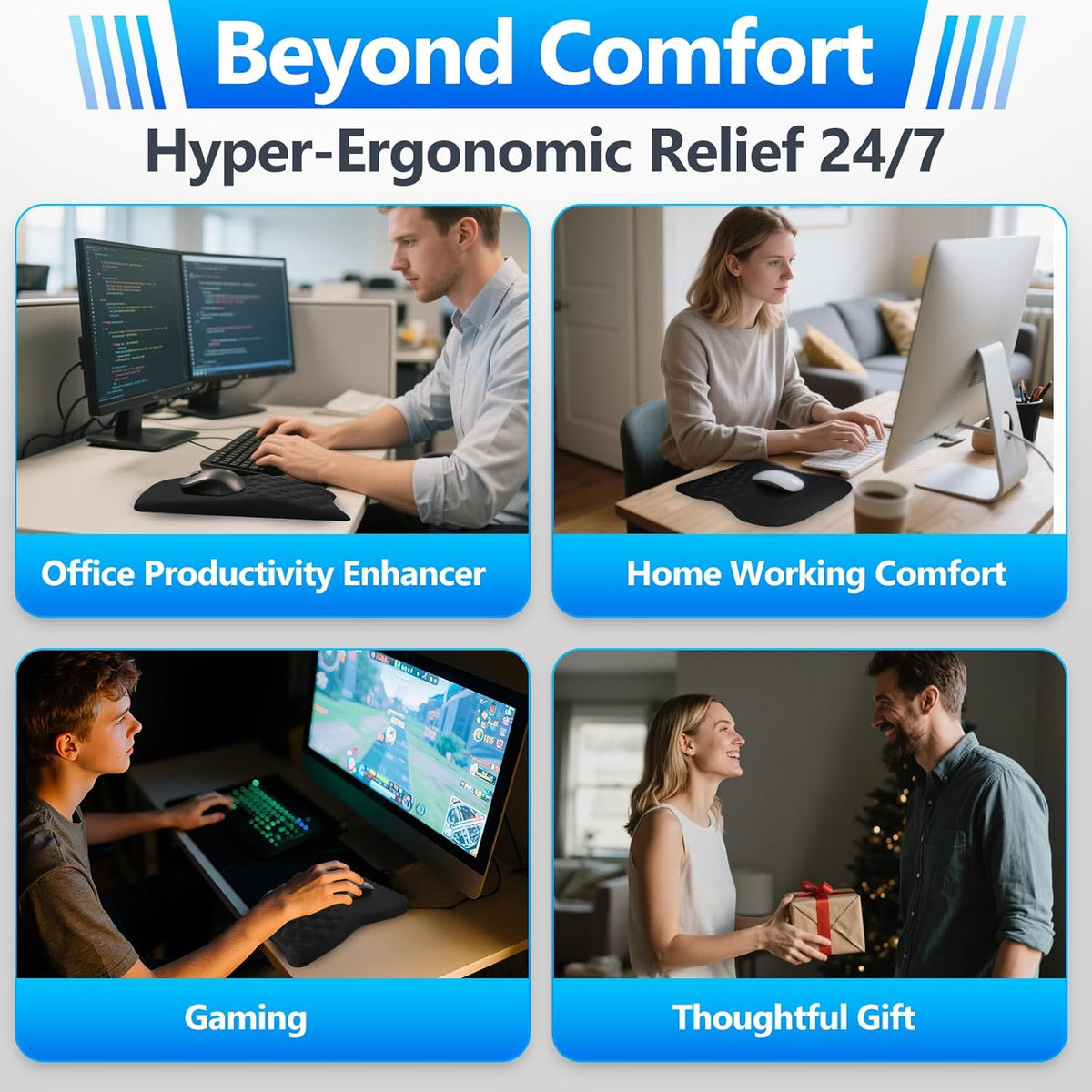 Ergonomic Mouse Pad with Wrist Rest, 12x8, 12x8 Inch