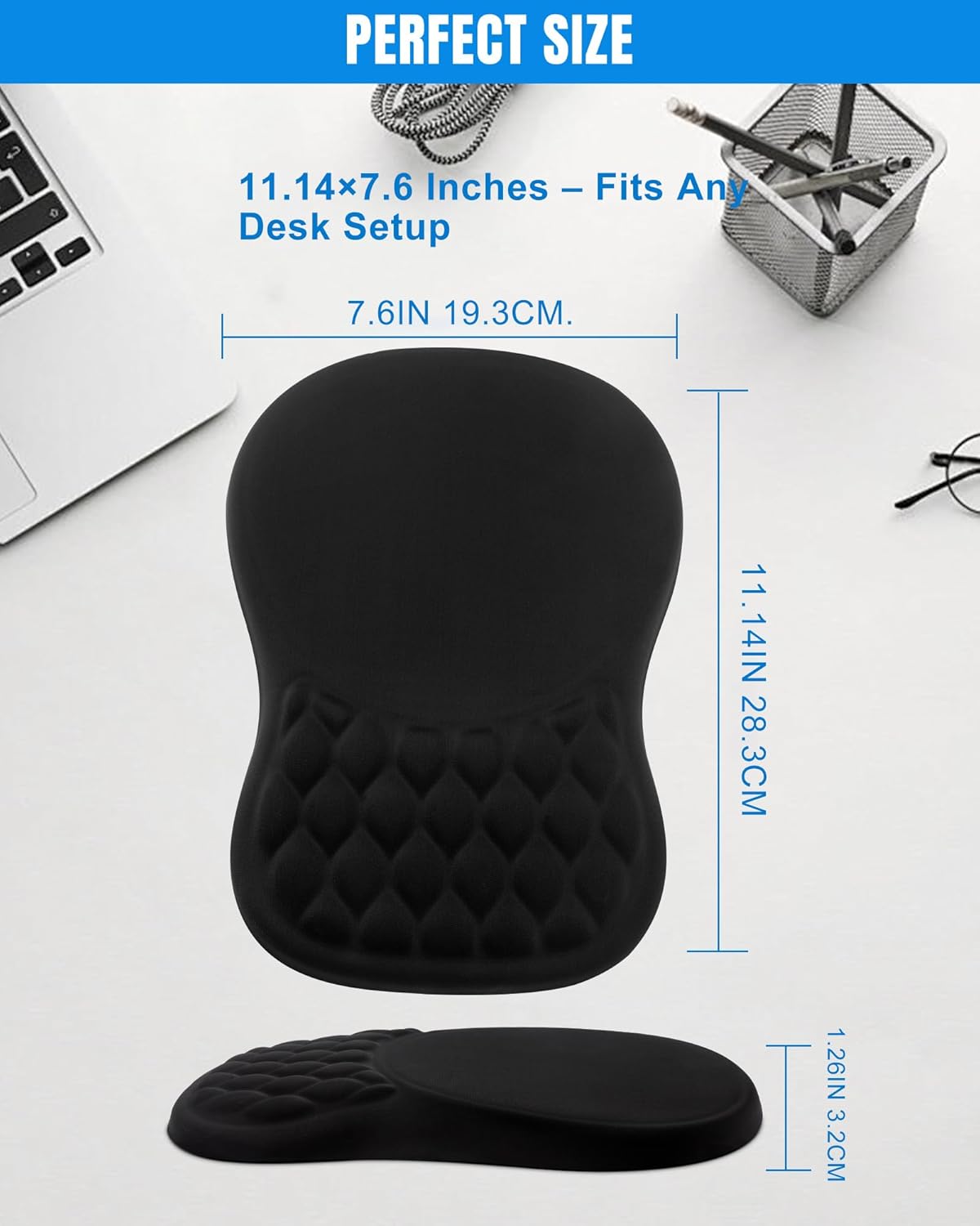 Ergonomic Mouse Pad with Wrist Rest, Black, PU