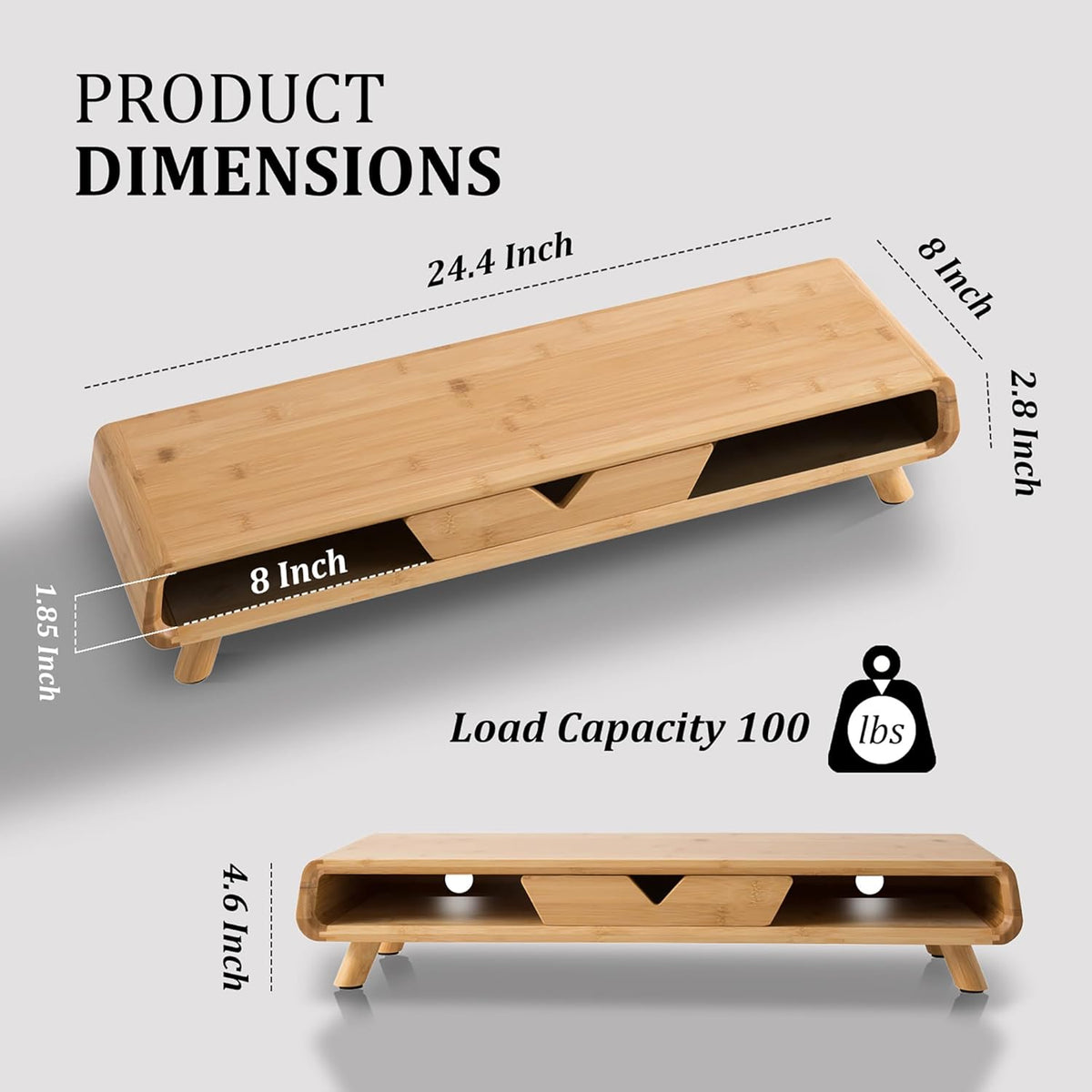 Bamboo Monitor Stand Riser