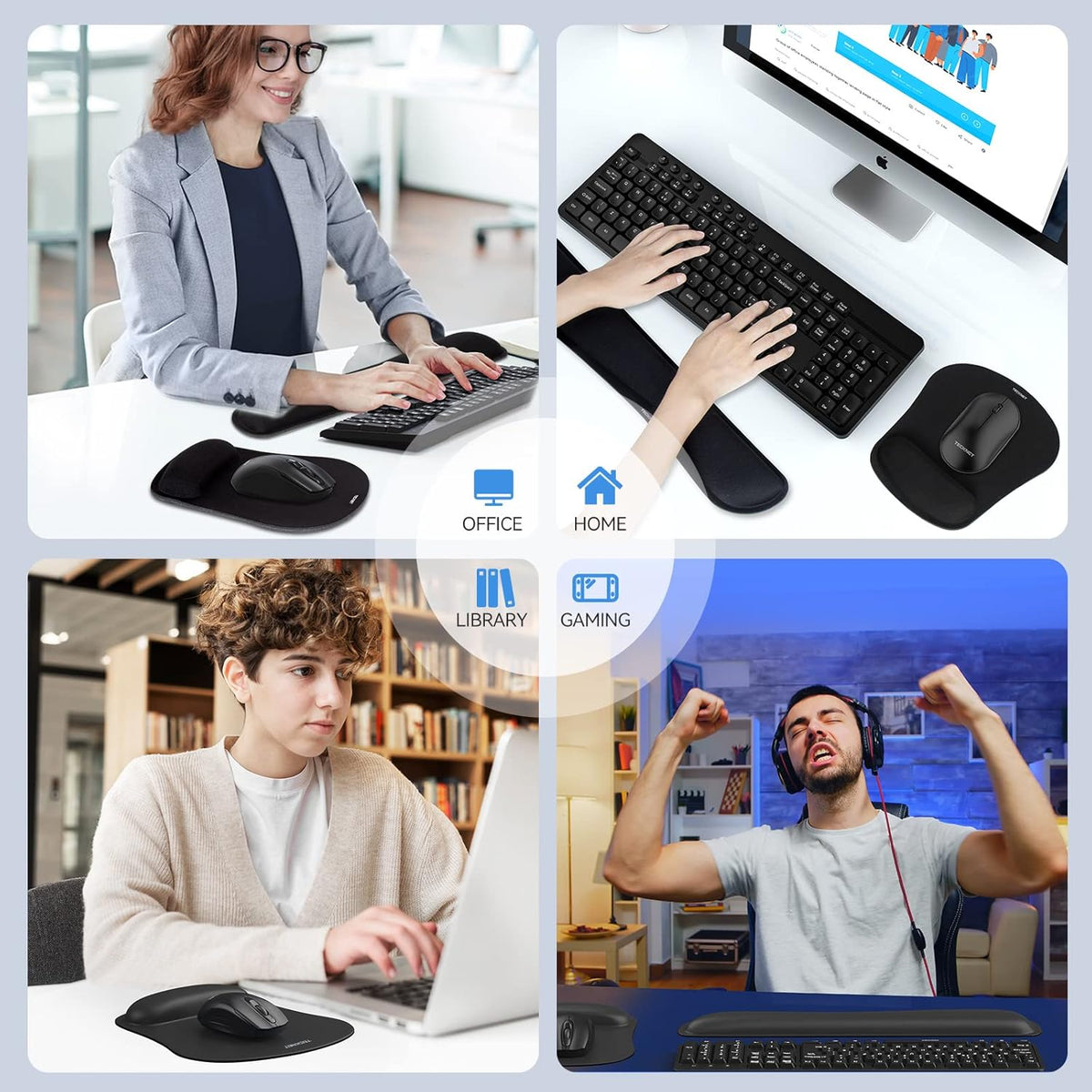 Keyboard Wrist Rest and Mouse Pad with Wrist Support, Black