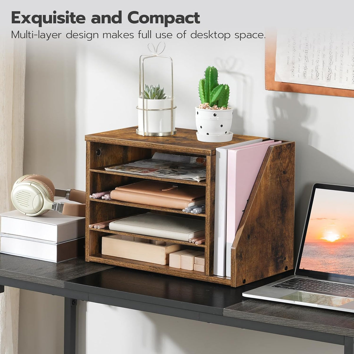 Mail Sorter, Literature Organizer with Adjustable Shelves