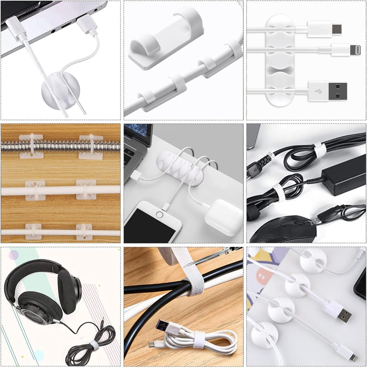 White Cable Management Organizer Kit