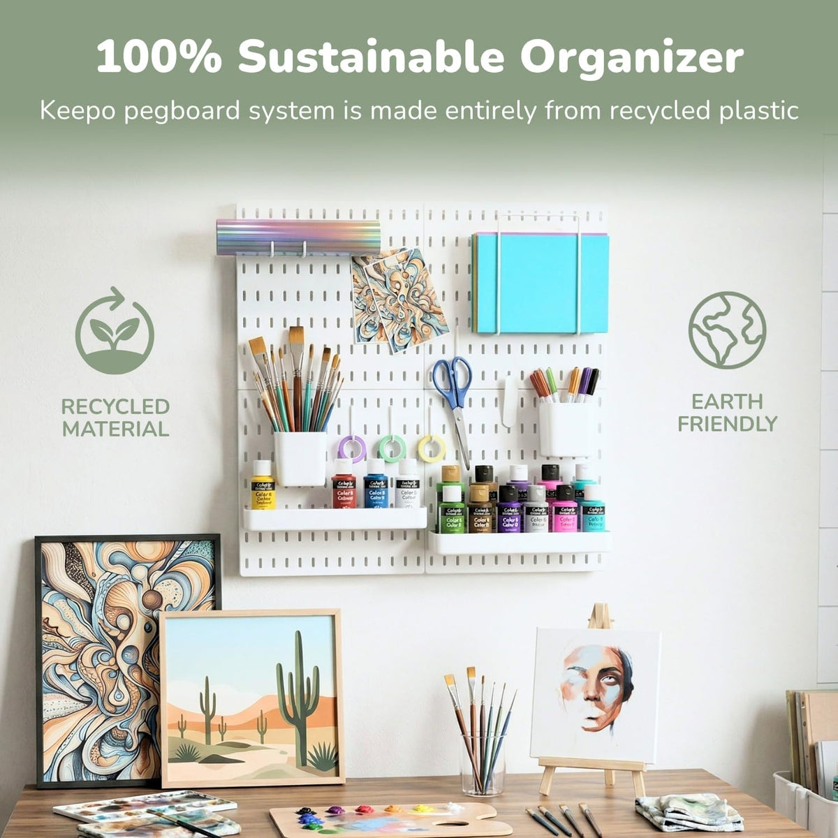 Peg Board Wall Organizer, White