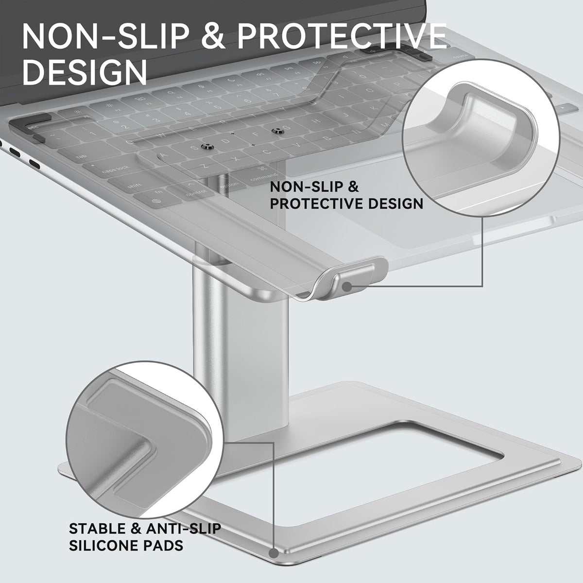Adjustable Laptop Stand, Silver, 17.3 Inches