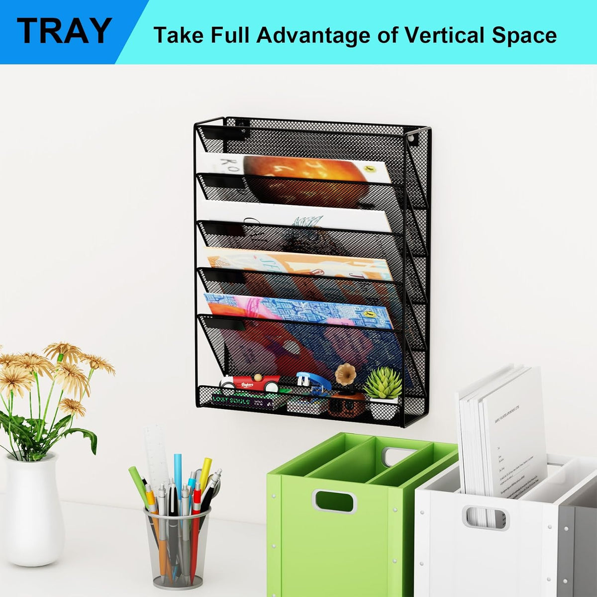 Wall File Organizer Holder Mesh Hanging Paper Document Holder