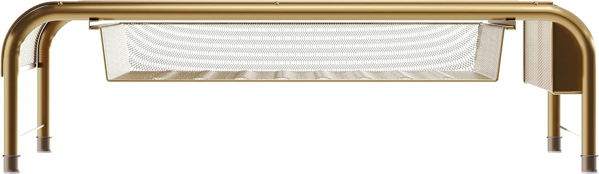 Ryder Gold Mesh Metal Desktop Monitor Stand Riser with Organizer