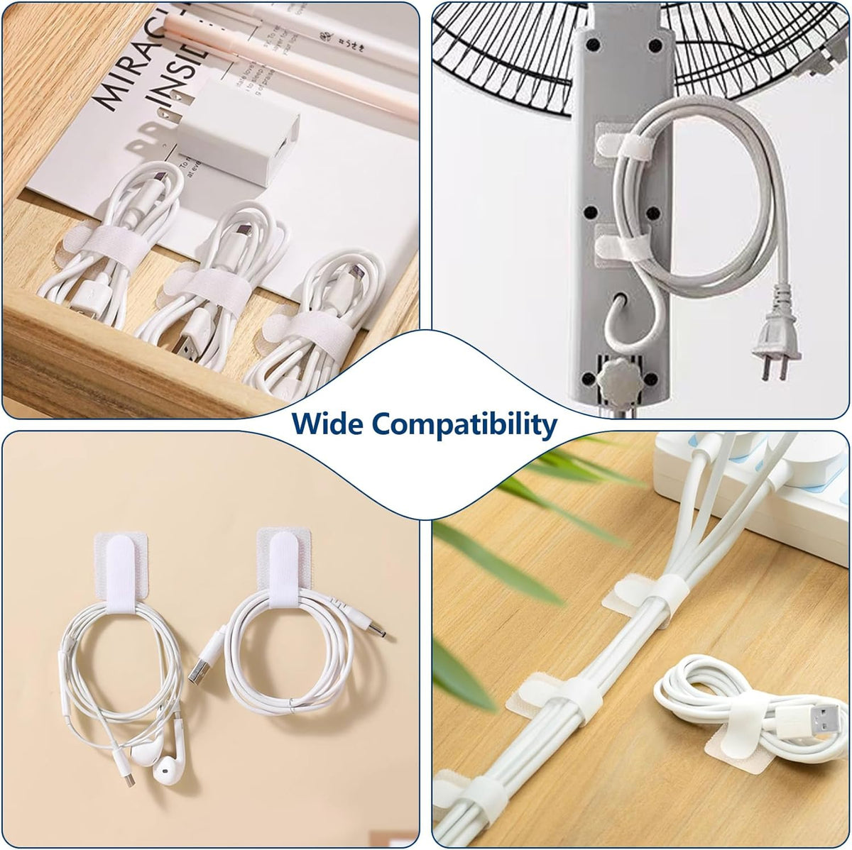 Hook and Loop Cable Ties, 50 PCS
