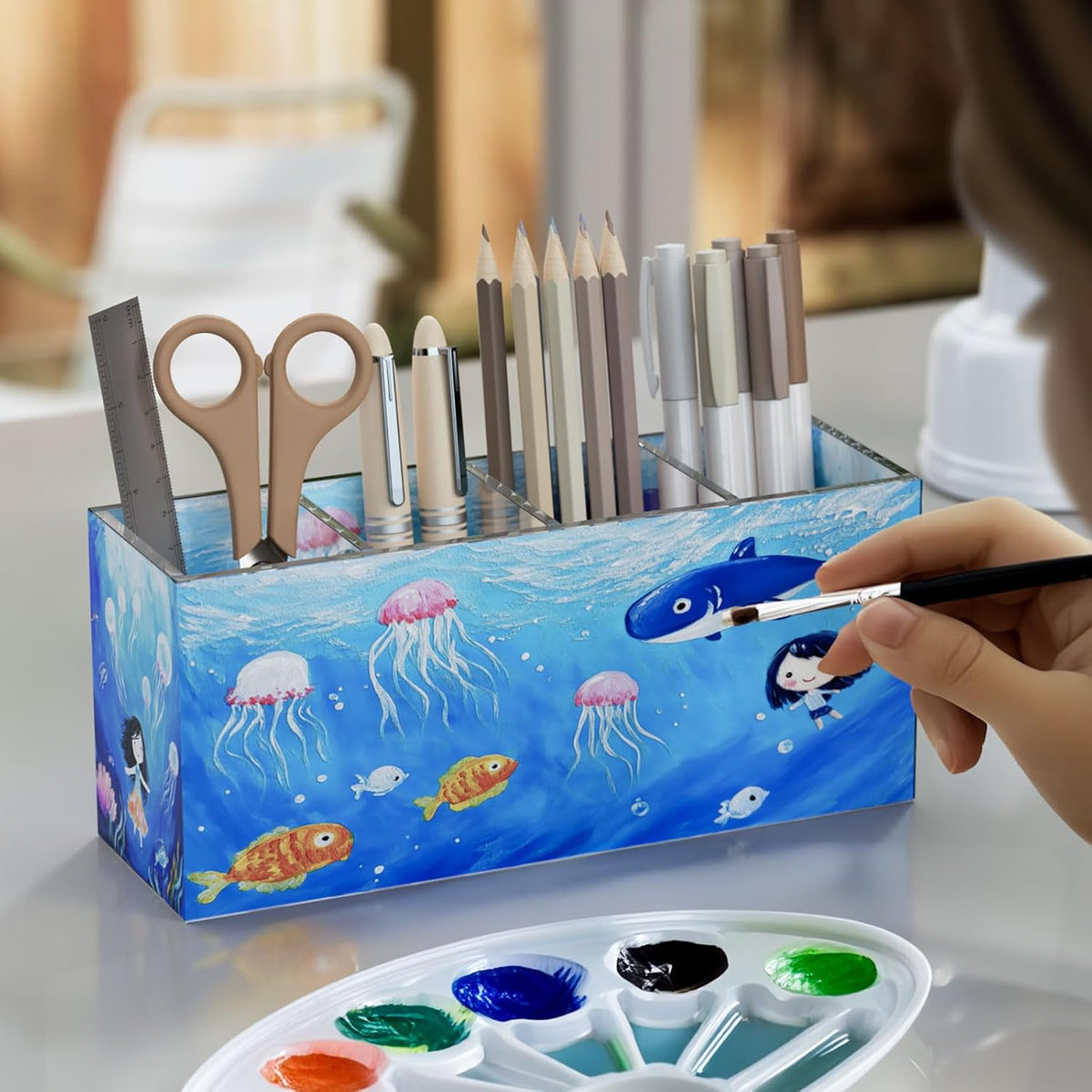 Acrylic Pen Holder 4 Compartments
