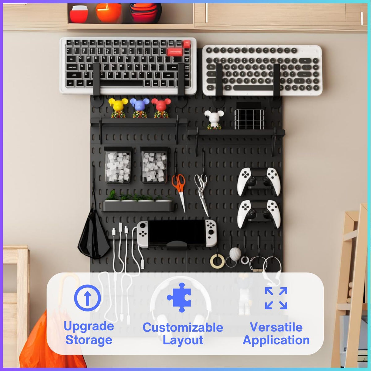 Peg Board Wall Organizer, Black