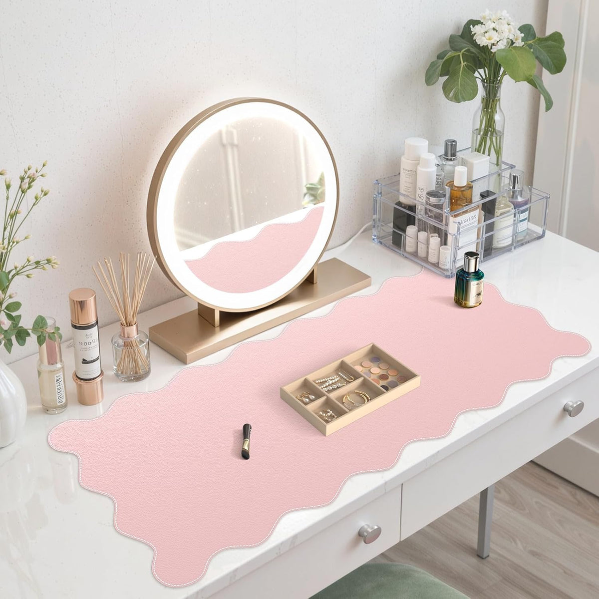 Leather Desk Pad Pink, Extra Large Mouse Pad