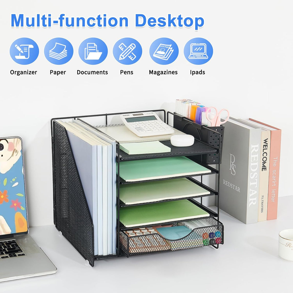 Desk Organizer with Drawer and Pen Holder