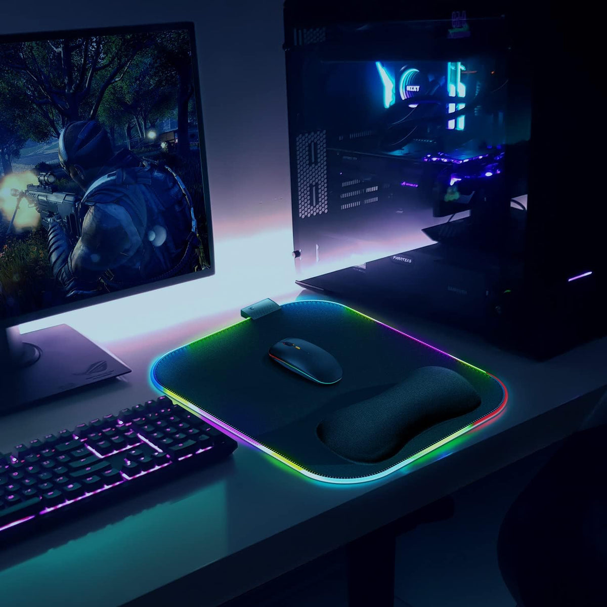 RGB Mouse Pad with Wrist Rest Support