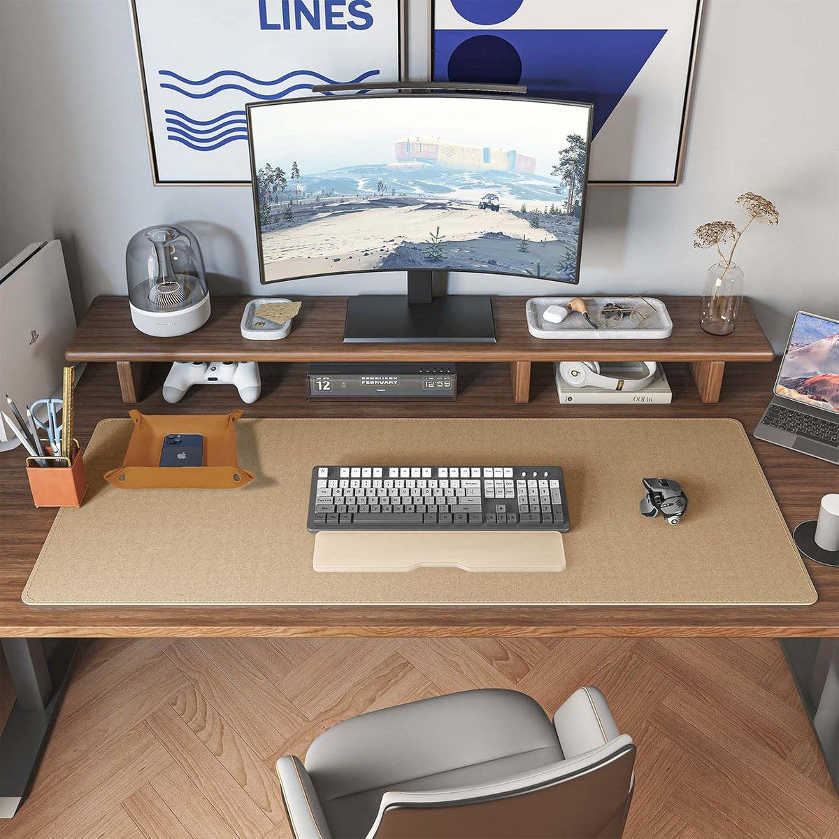 Dual Sided Desk Mat, Leather Desk Pad