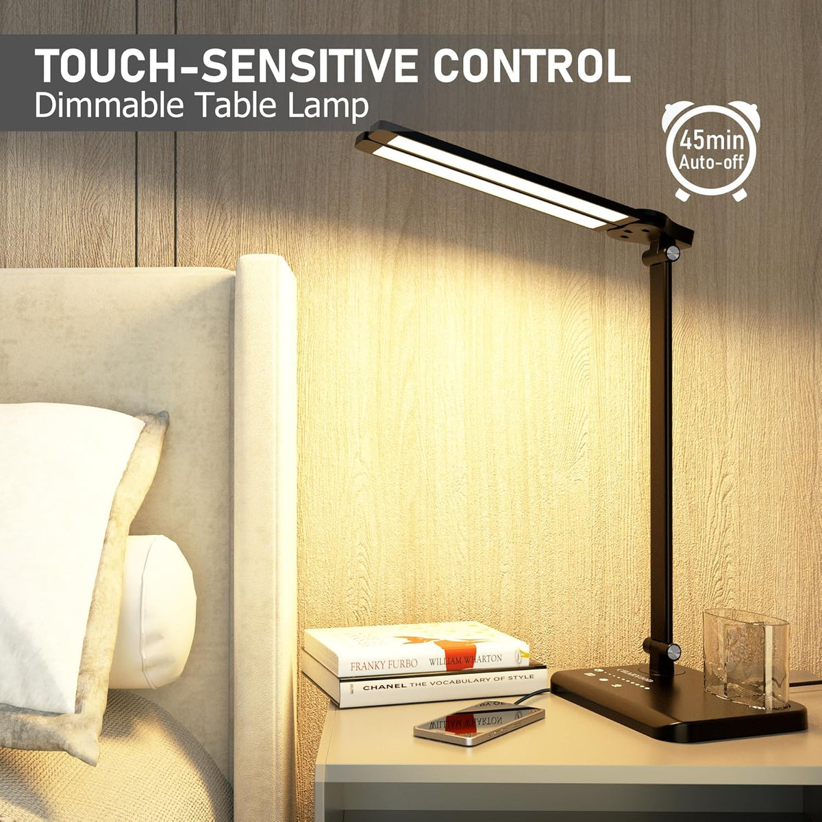 Dimmable LED Desk Lamp with USB Charging Port Bright