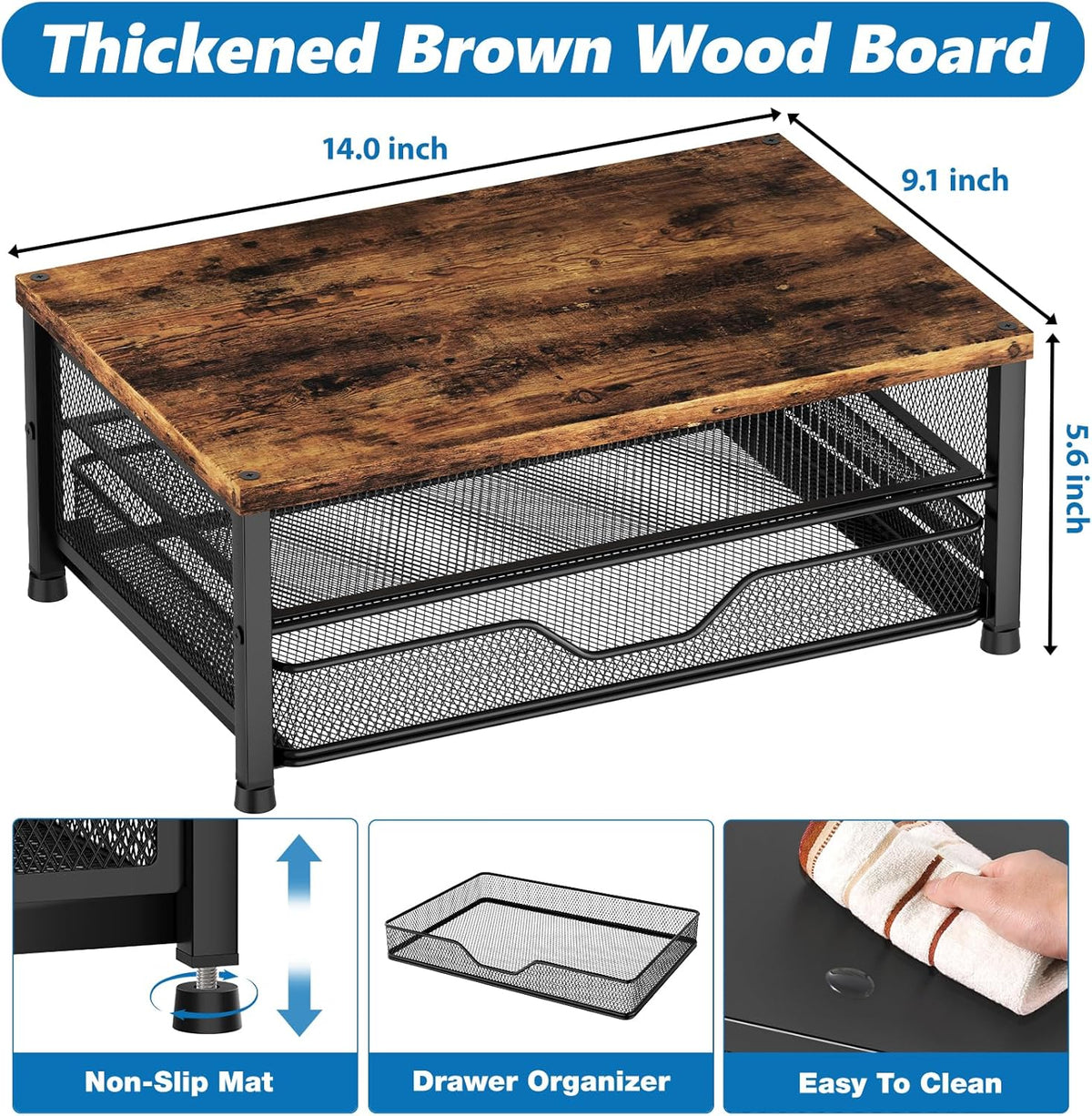 Computer Monitor Stand Riser, Brown