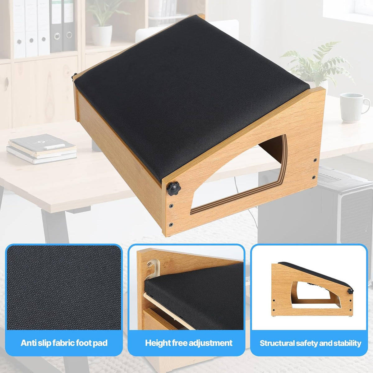 Ergonomic Foot Rest, 4 Adjustable Height Foot Stool