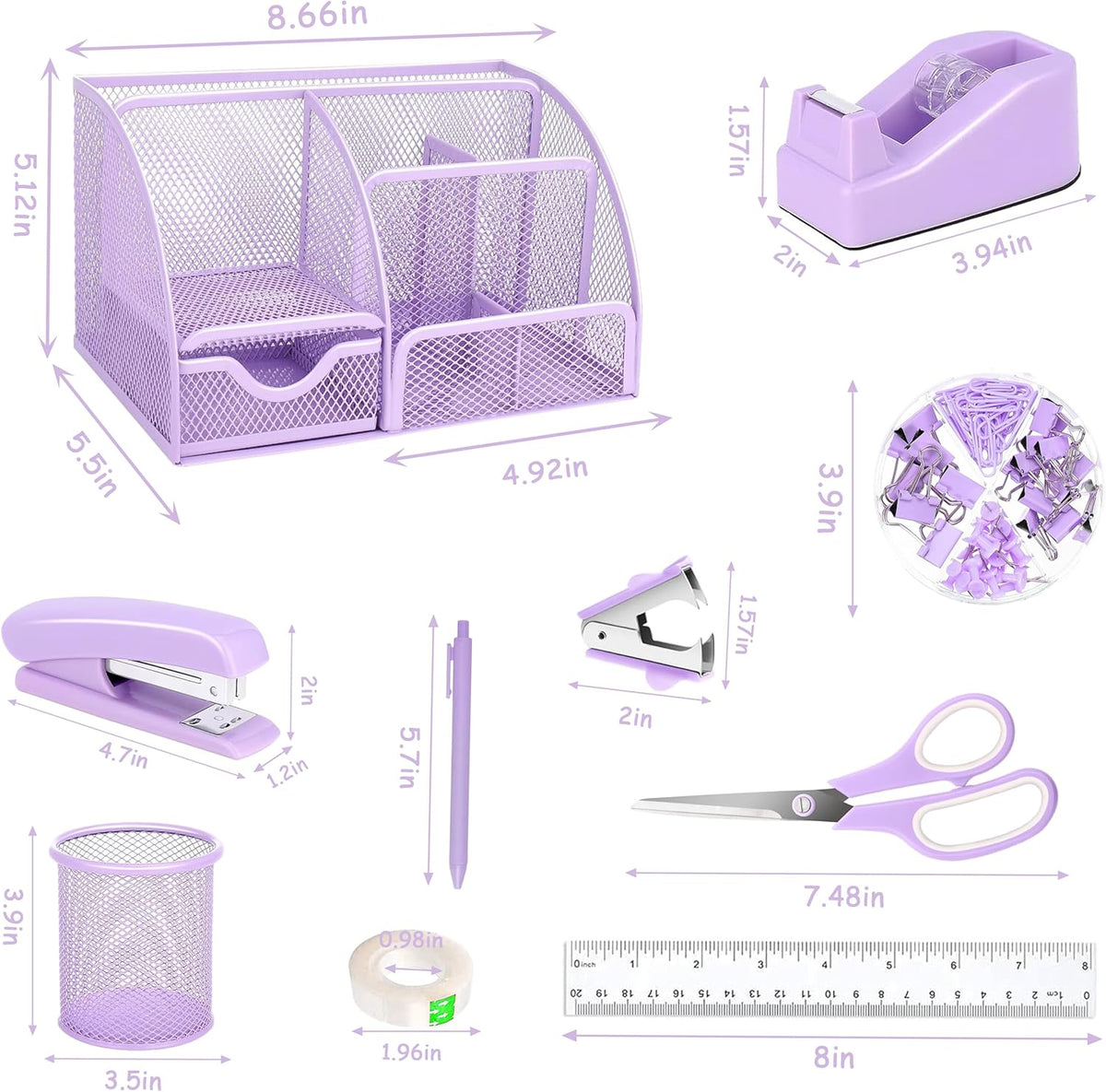 Purple Office Desk Accessories Supplies