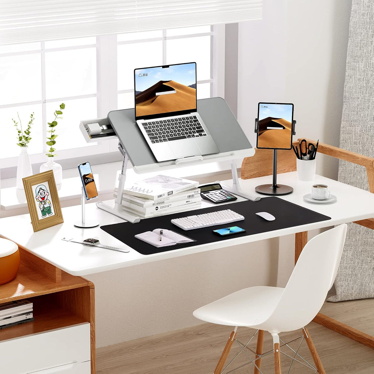 Large Desk Mat 47.2" x 17" Leather Desk Pad Protector with Natural