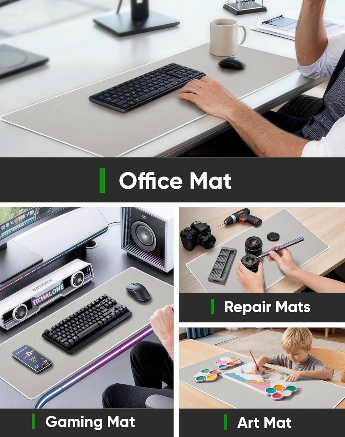 Beige Waterproof Desk Mat
