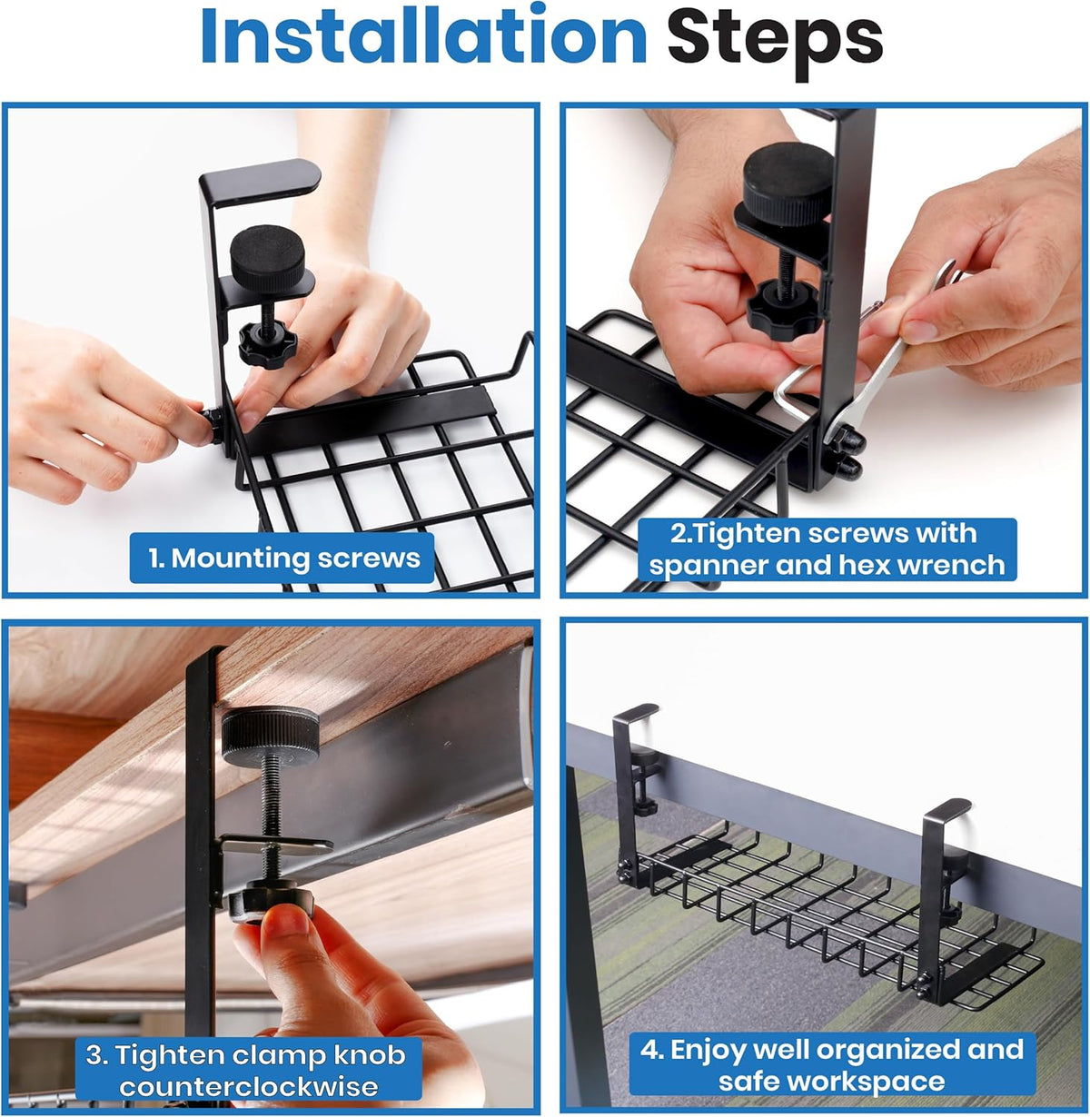 Under Desk Cable Management Tray, 4mm