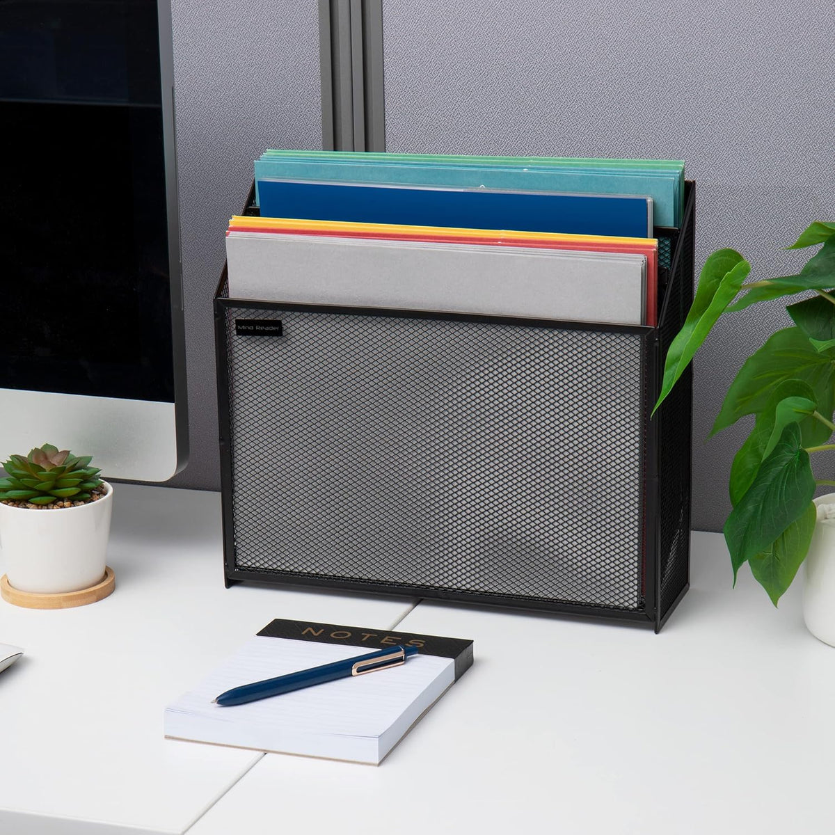 Vertical File Storage, Desktop Organizer, Black