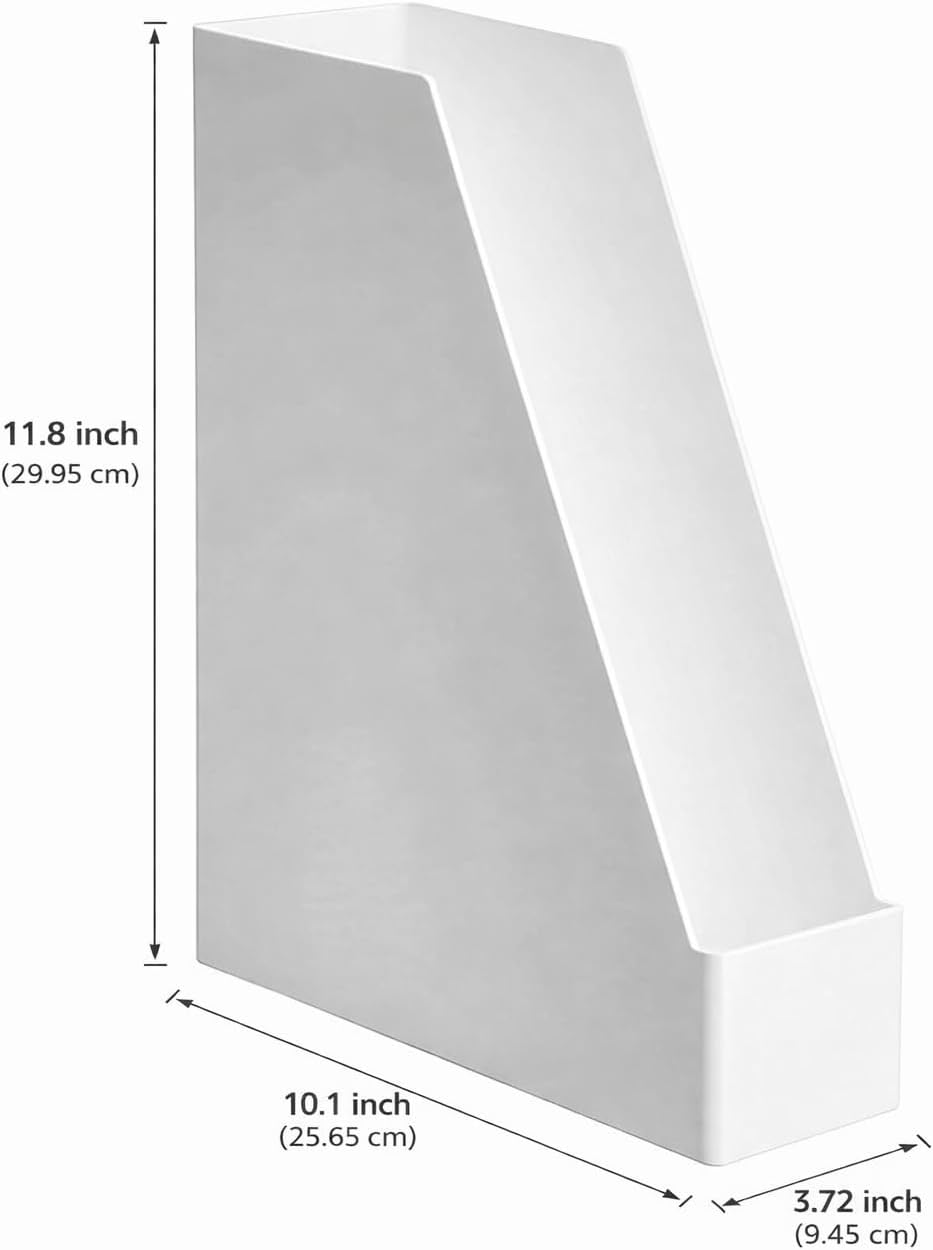 Rectangular Plastic Desk Organizer, Magazine Rack, White, 2-Pack